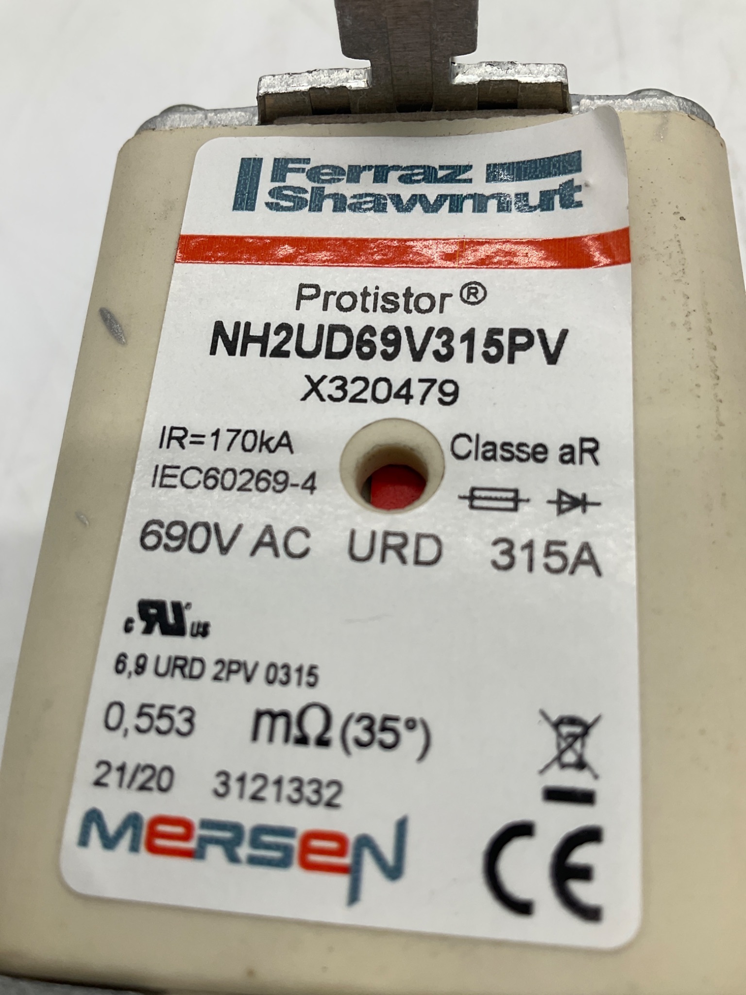 Ferraz Shawmut NH2UD69V315PV Protistor Semiconductor Fuse 315A 690VAC NEW 3