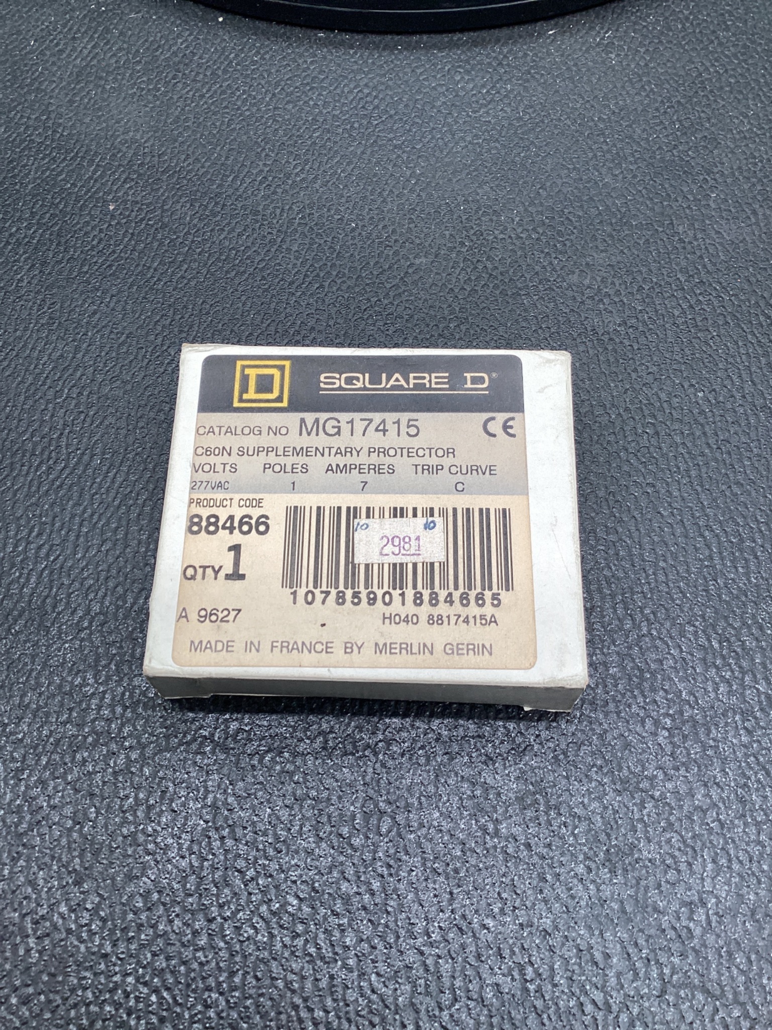 Square D MG17415 Multi 9 C60 Supplementary Protector 1-Pole 7A NEW 2