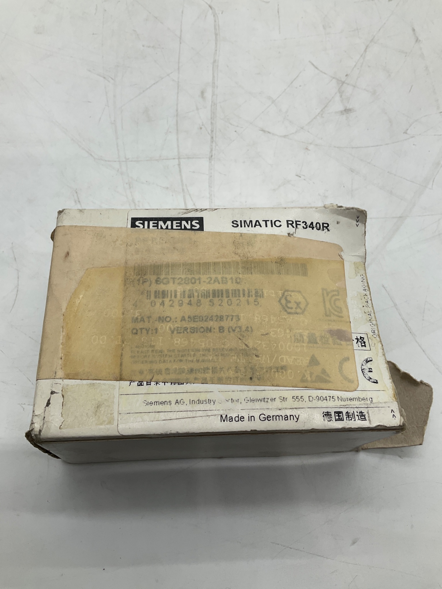 Siemens 6GT2801-2AB10 SIMATIC RF340R RFID Reader NEW 0