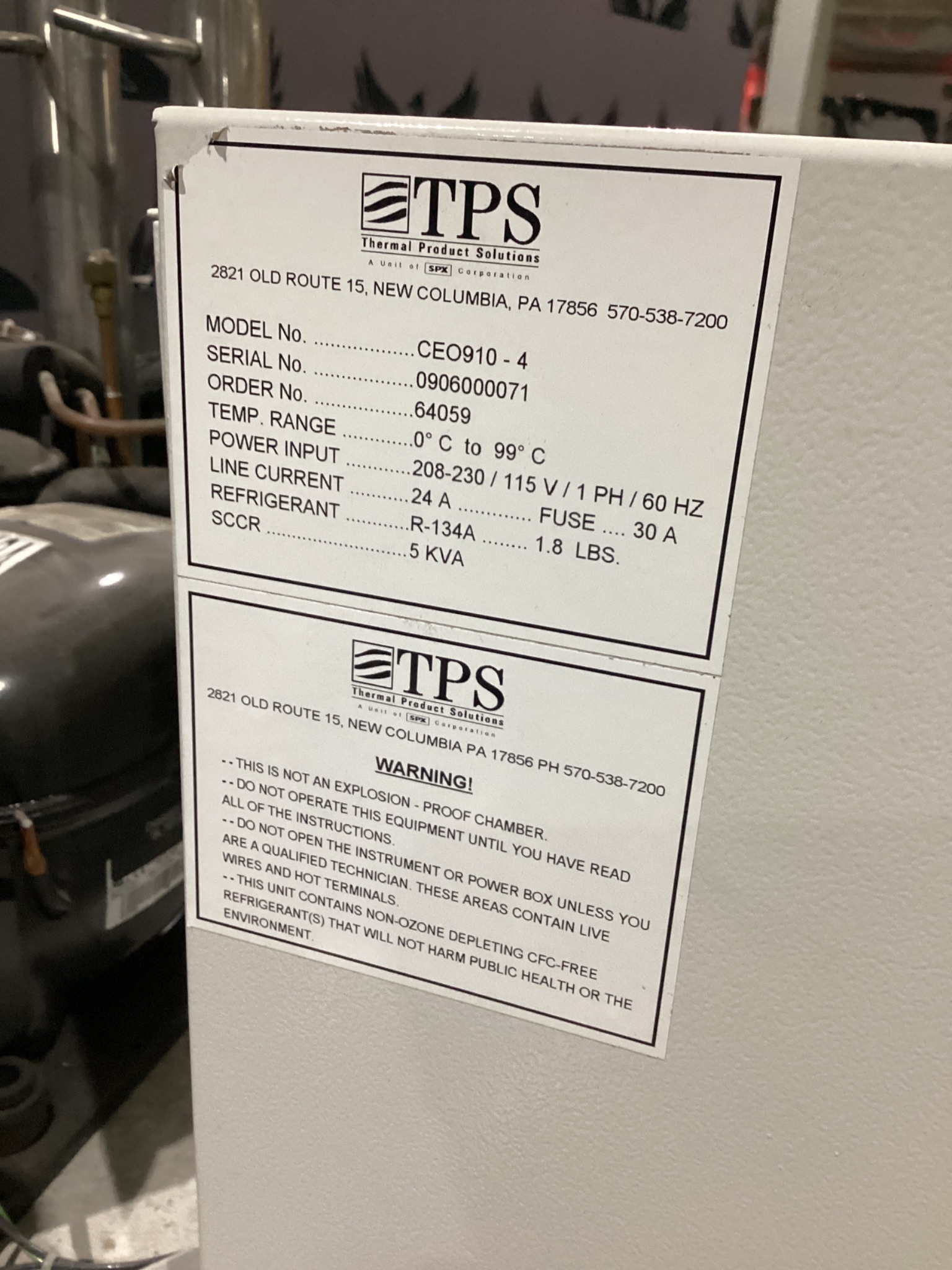THERMAL PRODUCT SOLUTIONS CEO910-4 ENVIRONMENTAL CHAMBER USED 6