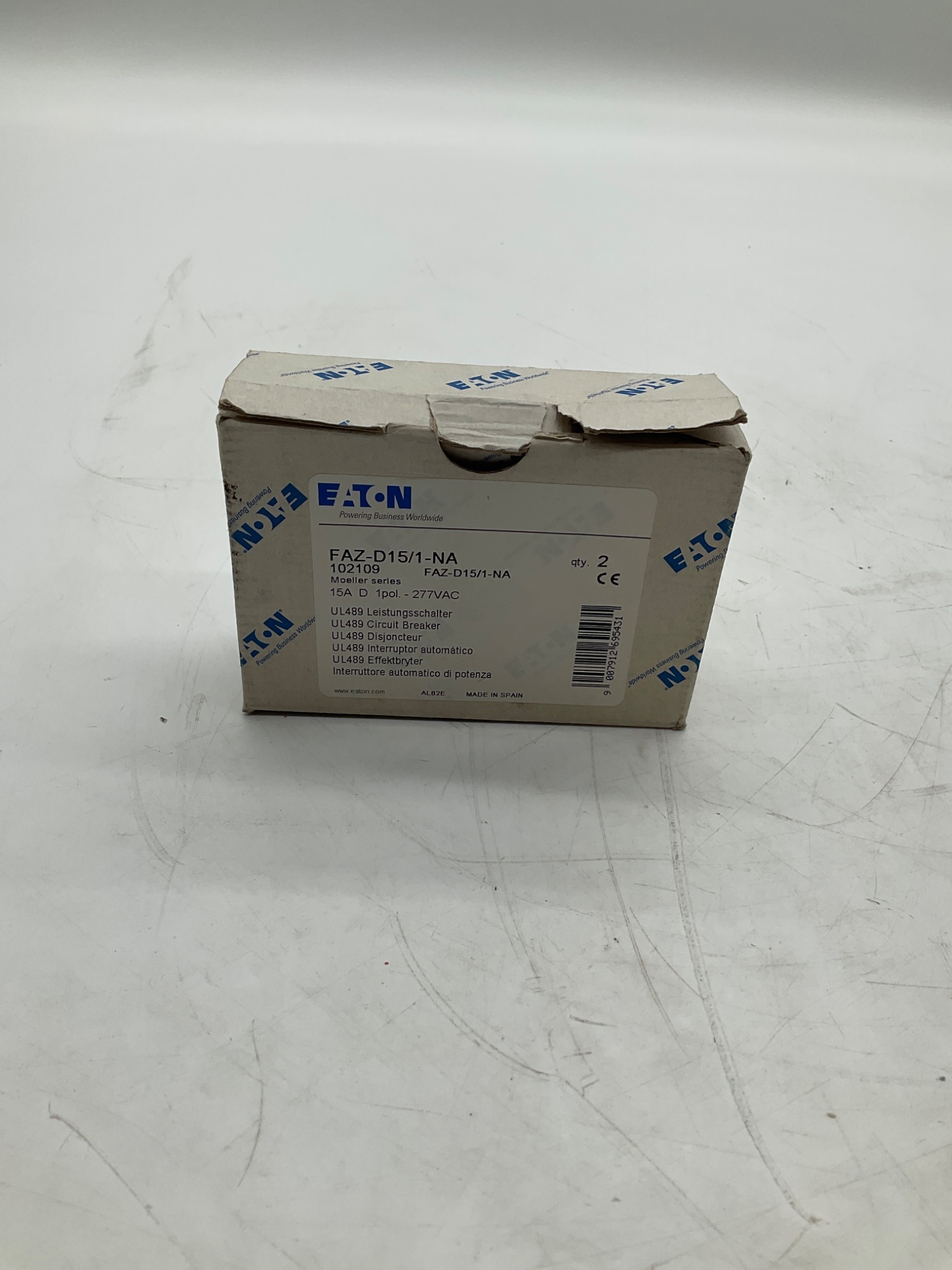 Eaton FAZ-D15/1-NA Miniature Circuit Breaker 1-Pole 15A NEW 2