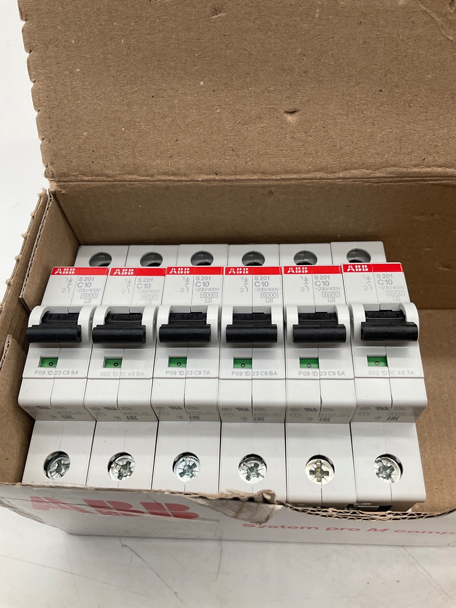 ABB S201-C10 Miniature Circuit Breaker 1-Pole 10A (Box of 6) NEW 1