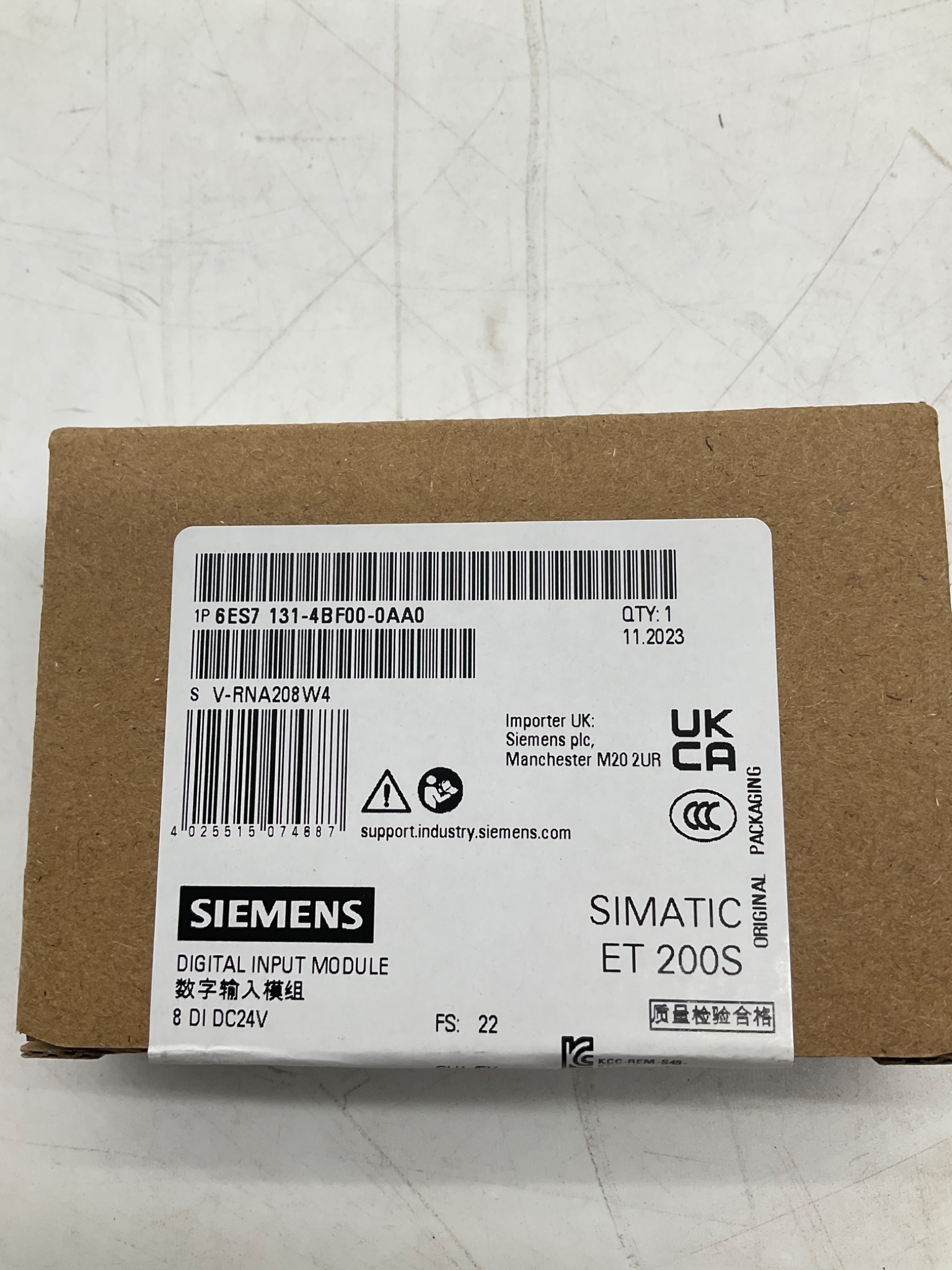 Siemens 6ES7131-4BF00-0AA0 SIMATIC ET 200S Digital Input Module 8DI 24VDC NEW 2