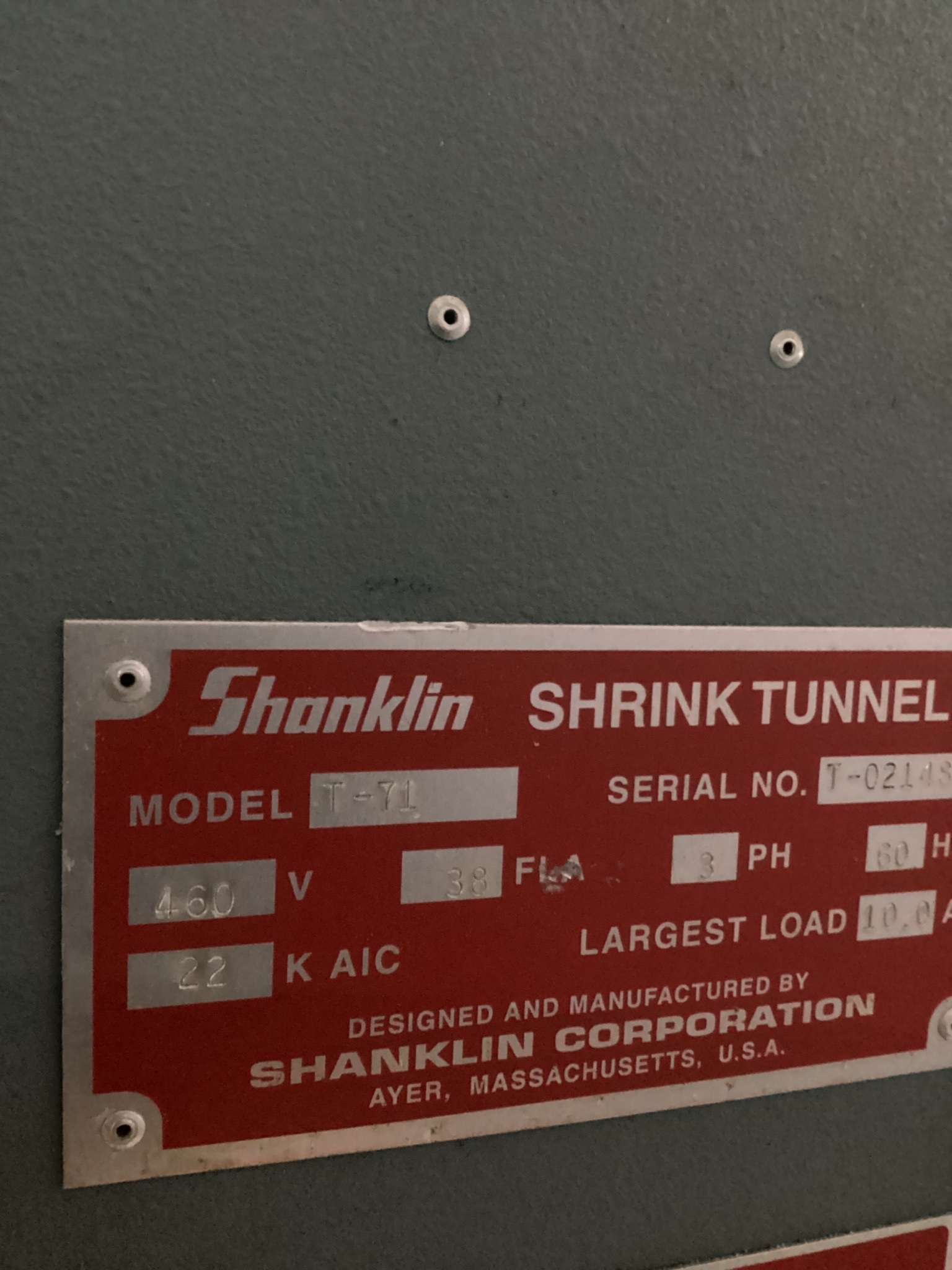 Shanklin T71 Shrink Tunnel USED 5