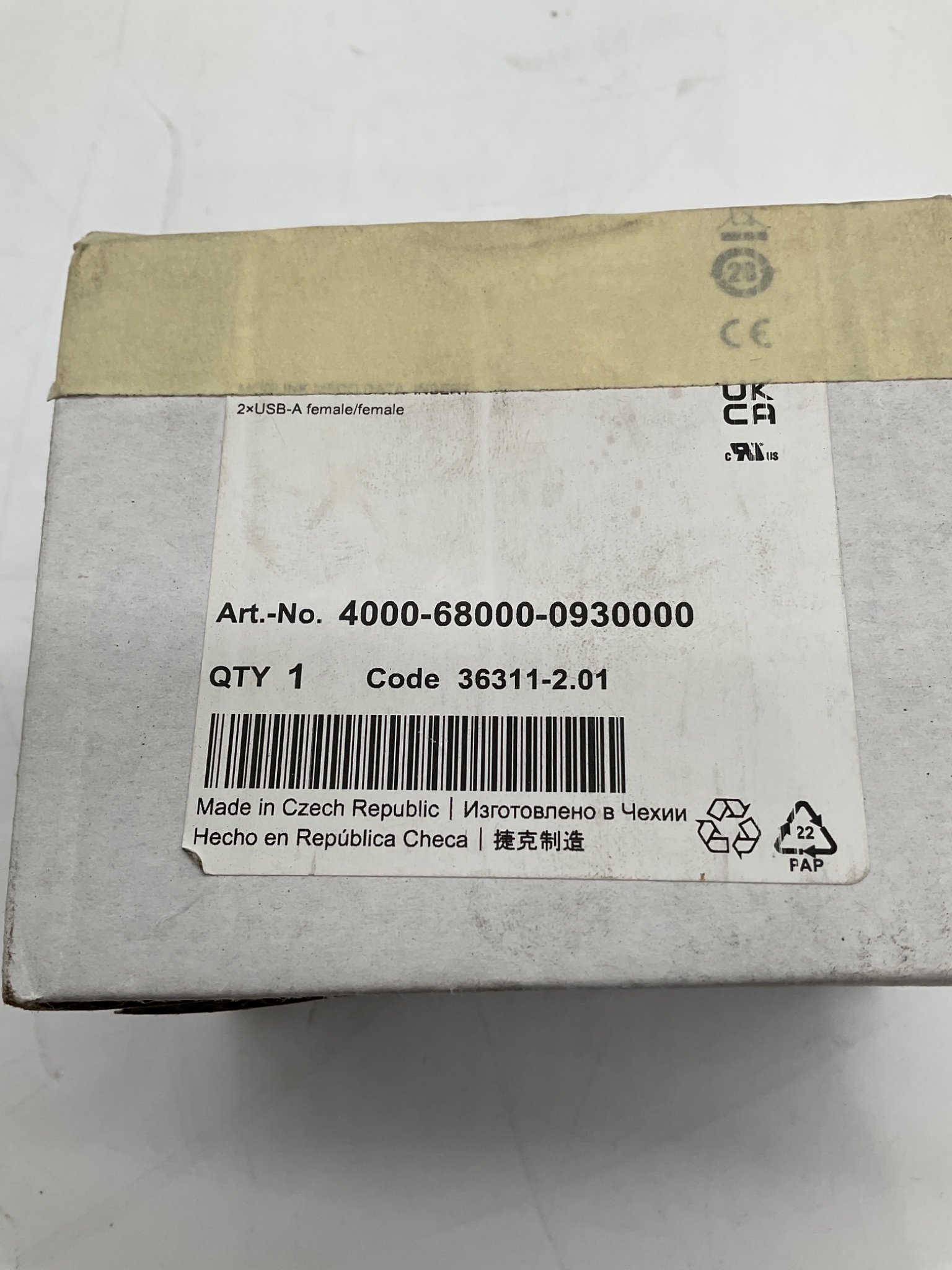 Murr Elektronik 4000-68000-0930000 USB Coupler Female/Female NEW 2