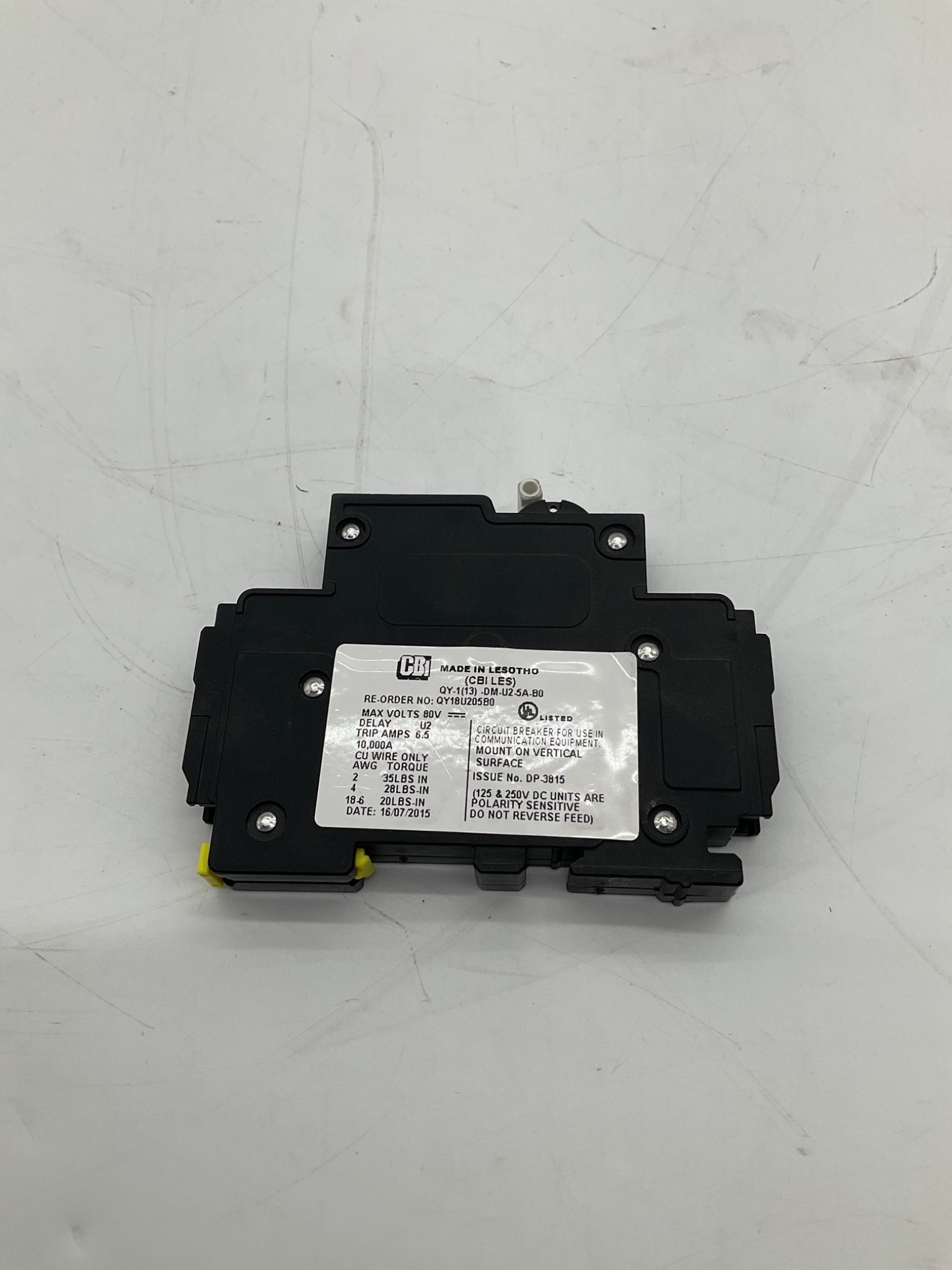CBI Electric QY-1(13)-DM-U2-5A-B0 Hydraulic Magnetic Circuit Breaker 6.5A USED 3