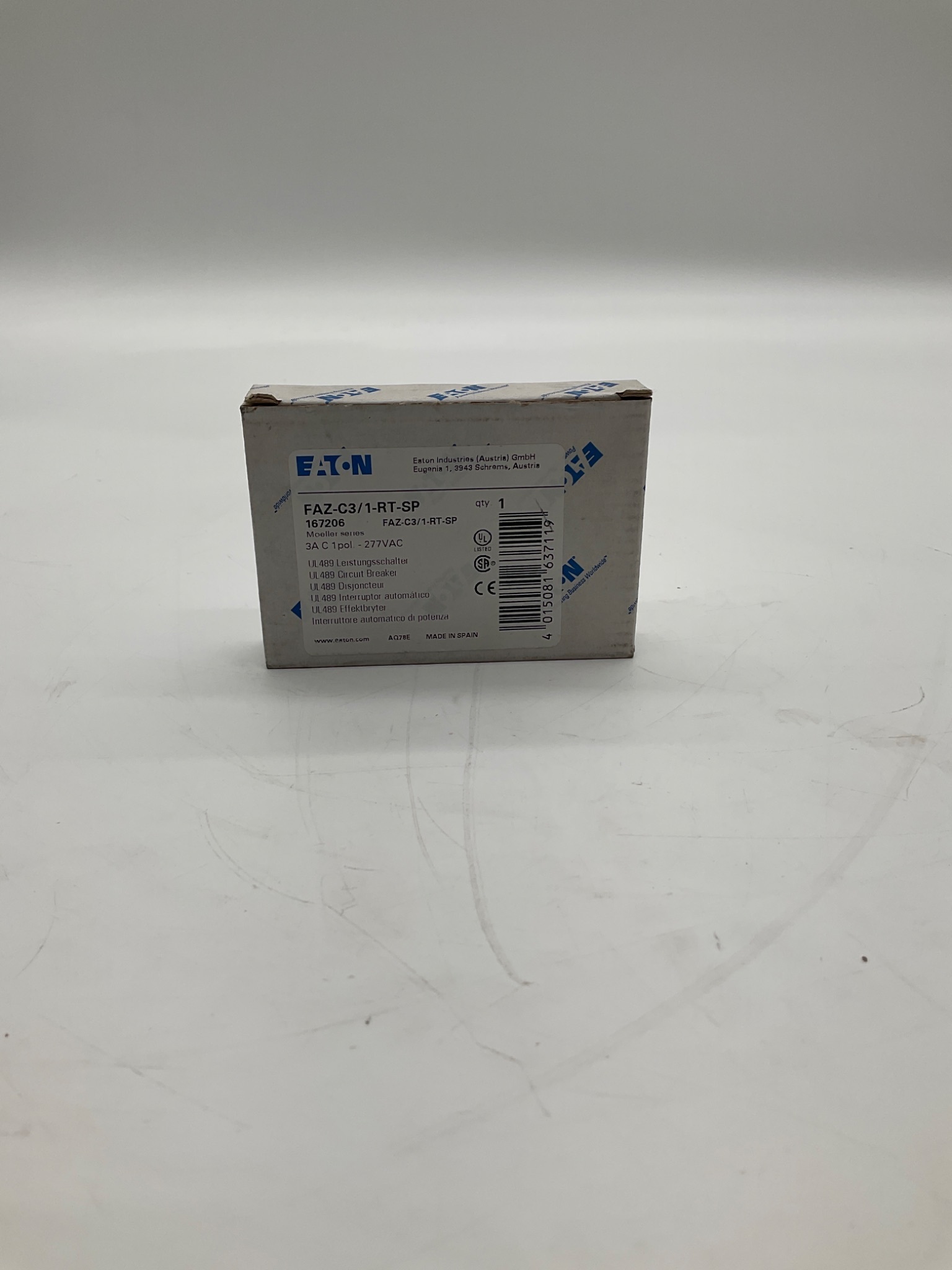 Eaton FAZ-C3/1-RT-SP Miniature Circuit Breaker 3A 1-Pole NEW 0