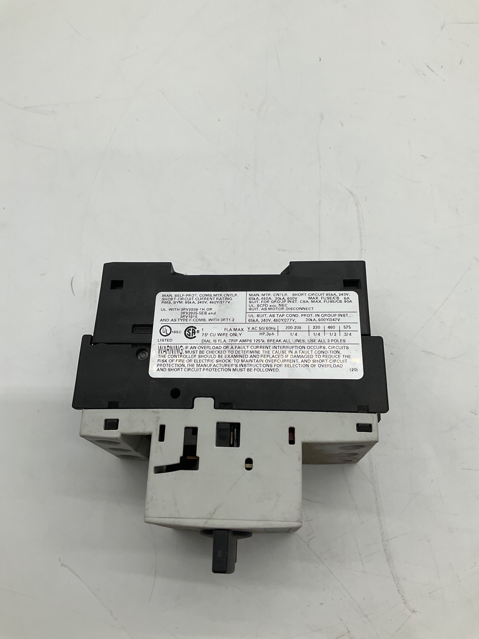 Siemens 3RV1021-0JA10 SIRIUS Motor Protection Circuit Breaker 0.7-1.0A USED 2