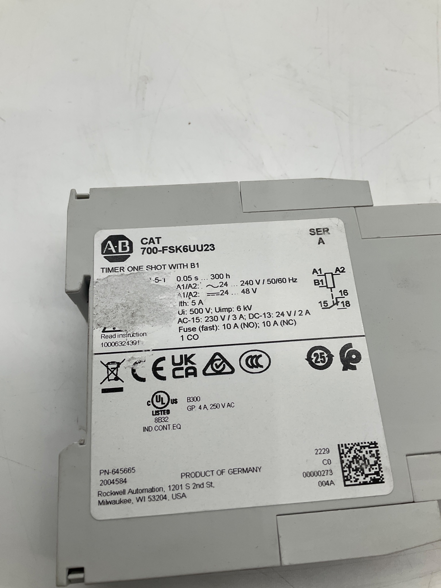 Allen-Bradley 700-FSK6UU23 Multifunction Time Relay USED 3