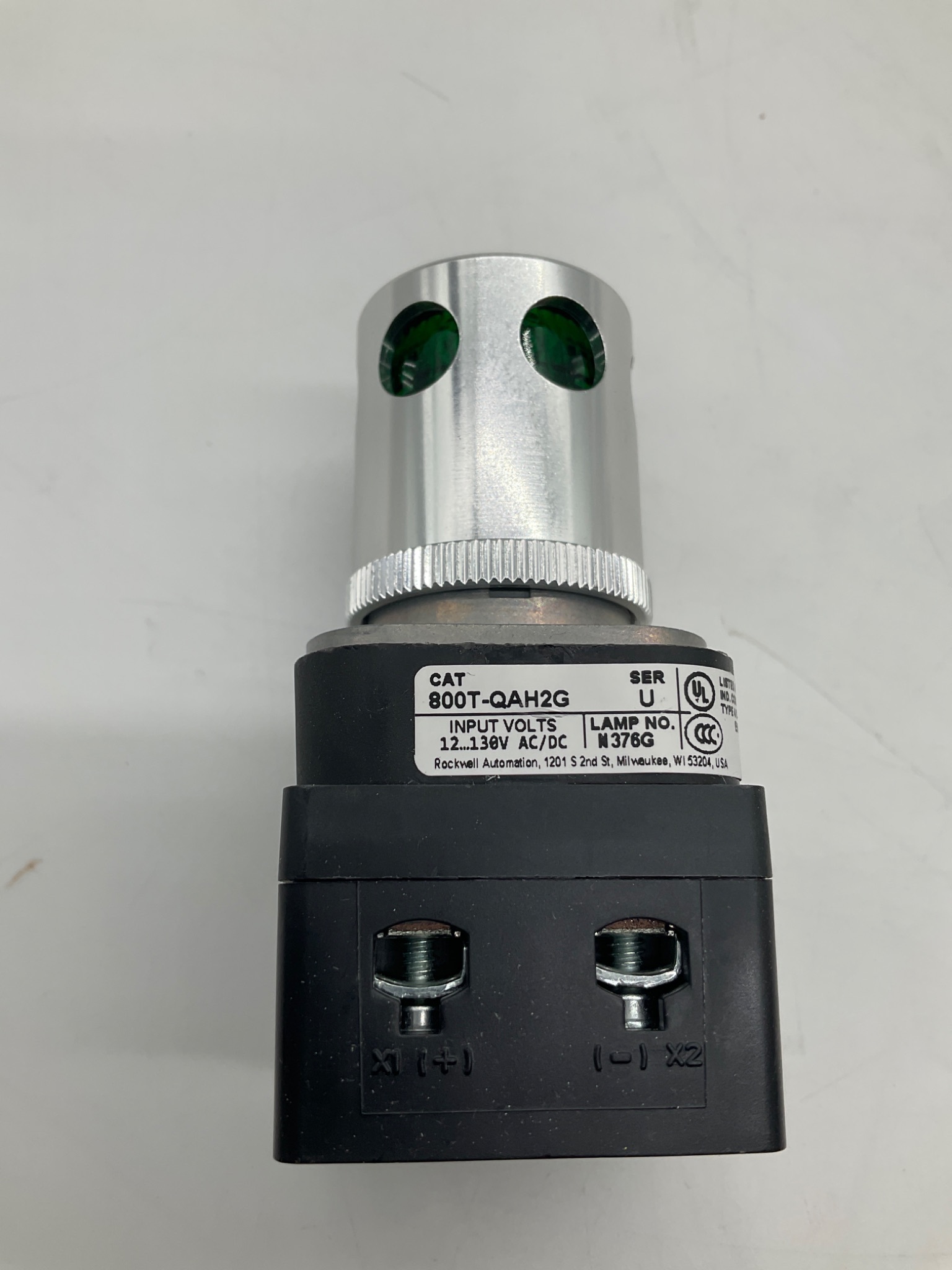 Allen-Bradley 800TC-N374 Green LED Pilot Light 12-130V AC/DC NEW 2