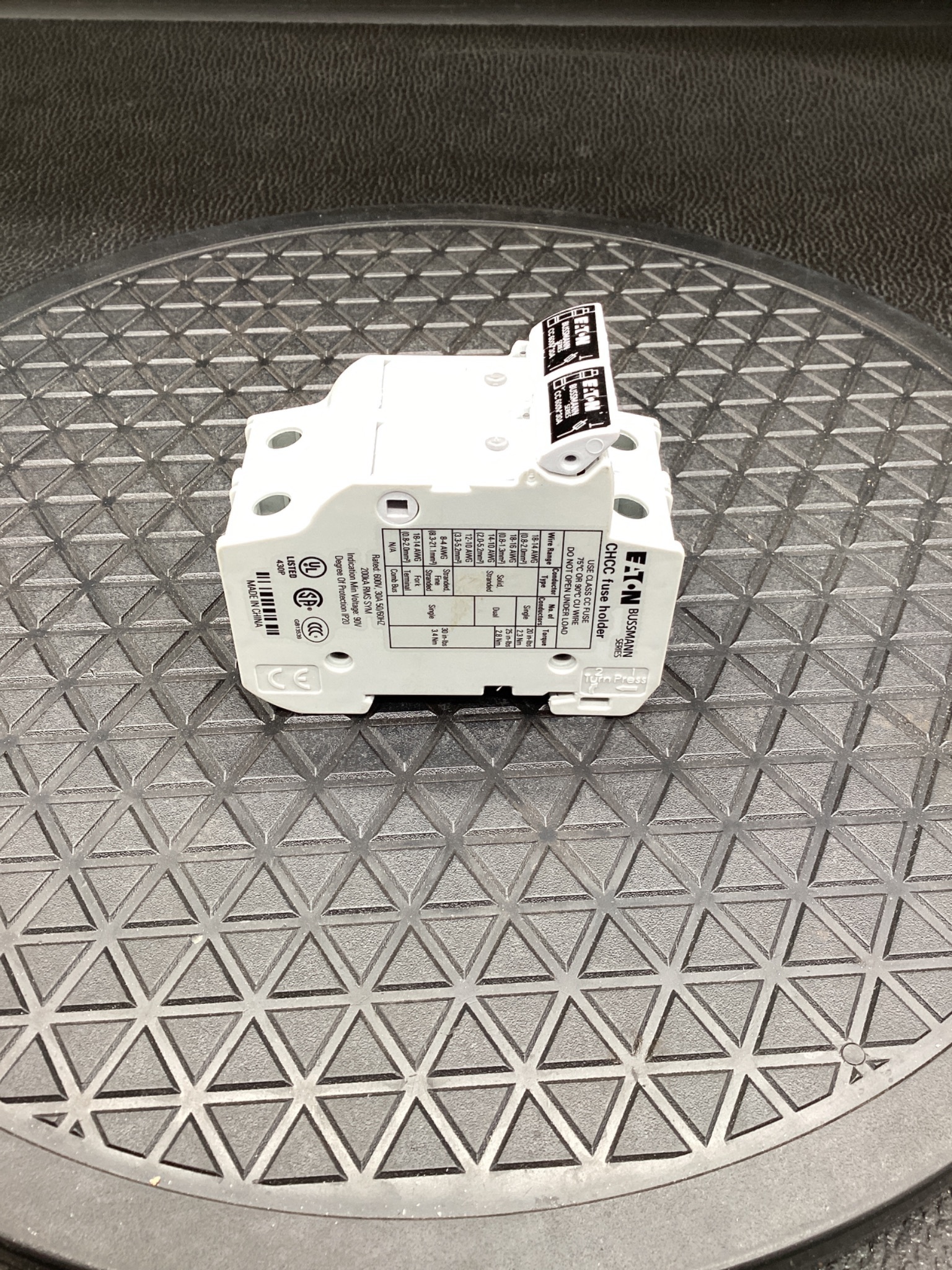 Eaton Bussmann CHCC Class CC Fuse Holder 30A 600V USED 0