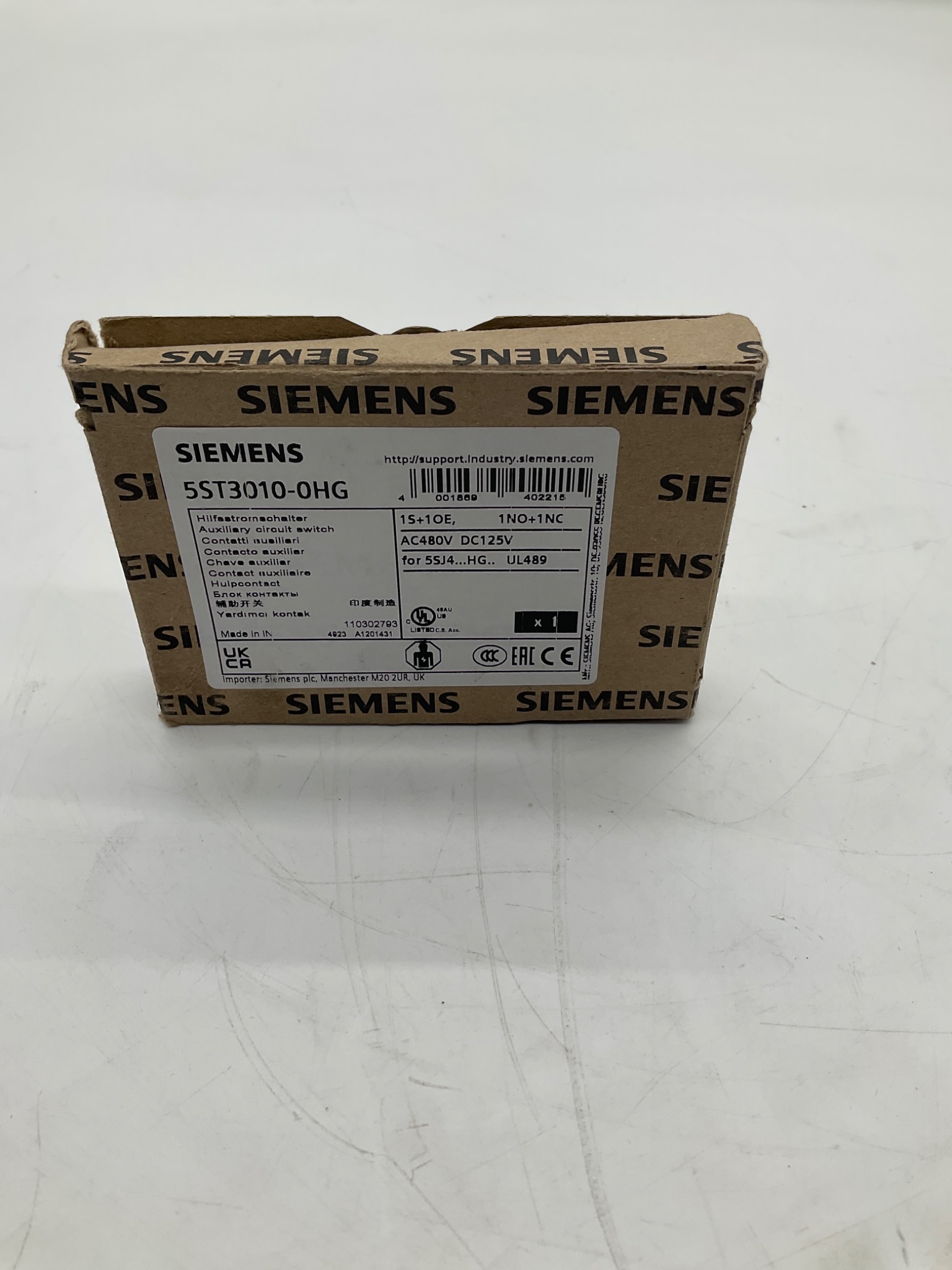 Siemens 5ST3010-0HG Auxiliary Circuit Switch 1NO+1NC NEW 2