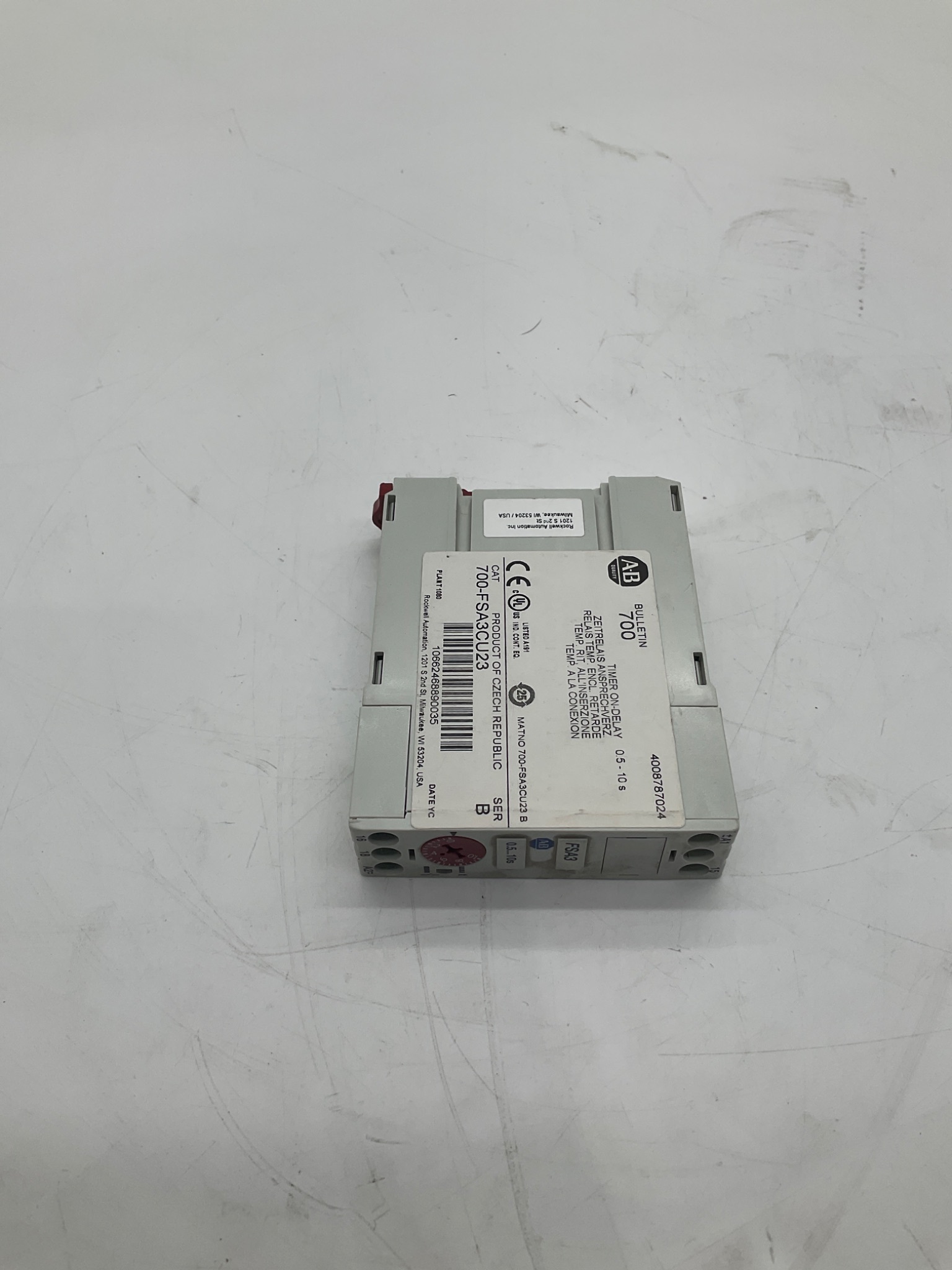 Allen-Bradley 700-FSA3CU23 On-Delay Timer Relay 0.5-10 Sec USED 2