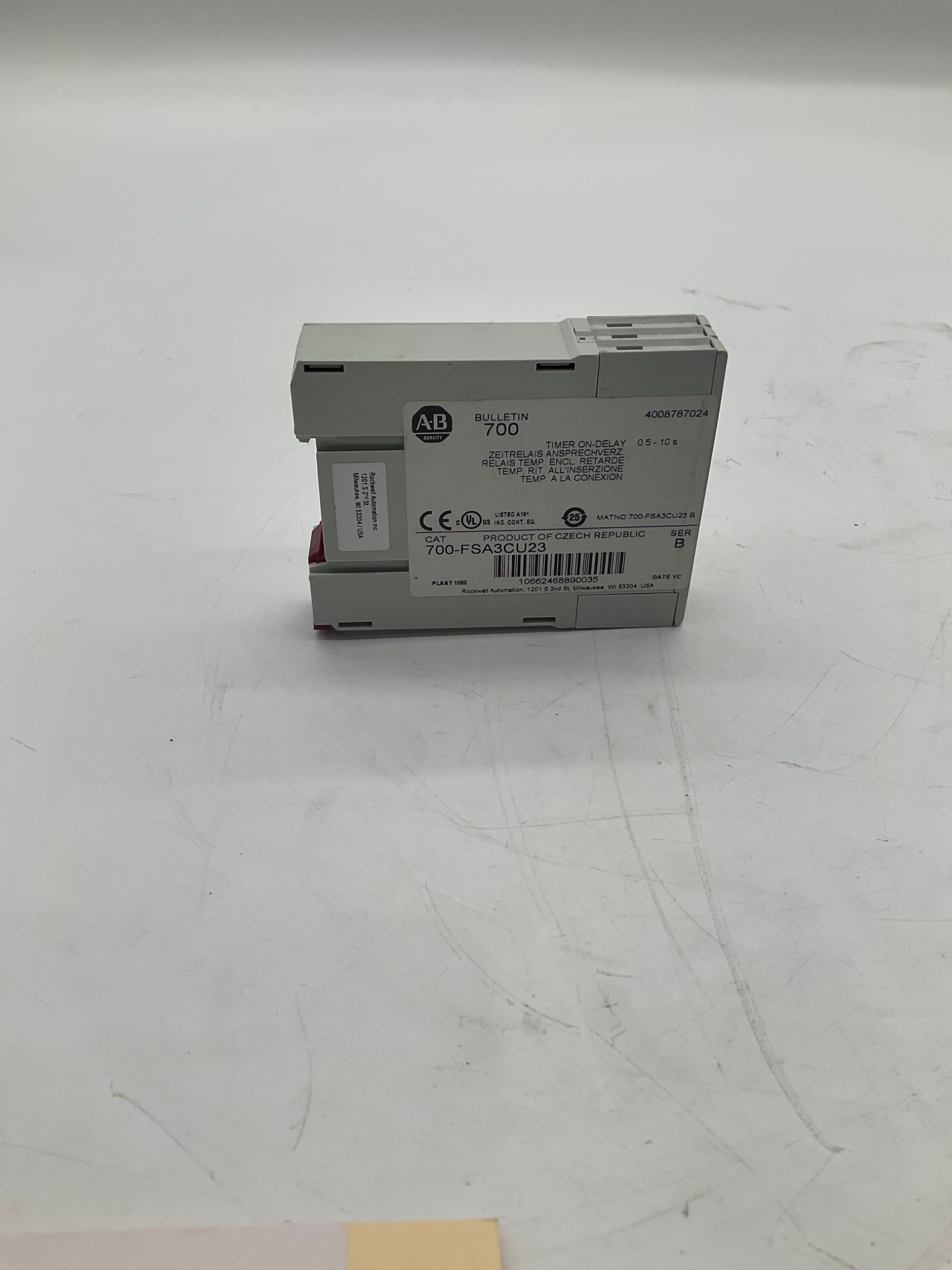Allen-Bradley 700-FSA3CU23 On-Delay Timer Relay 0.5-10 Sec USED 1