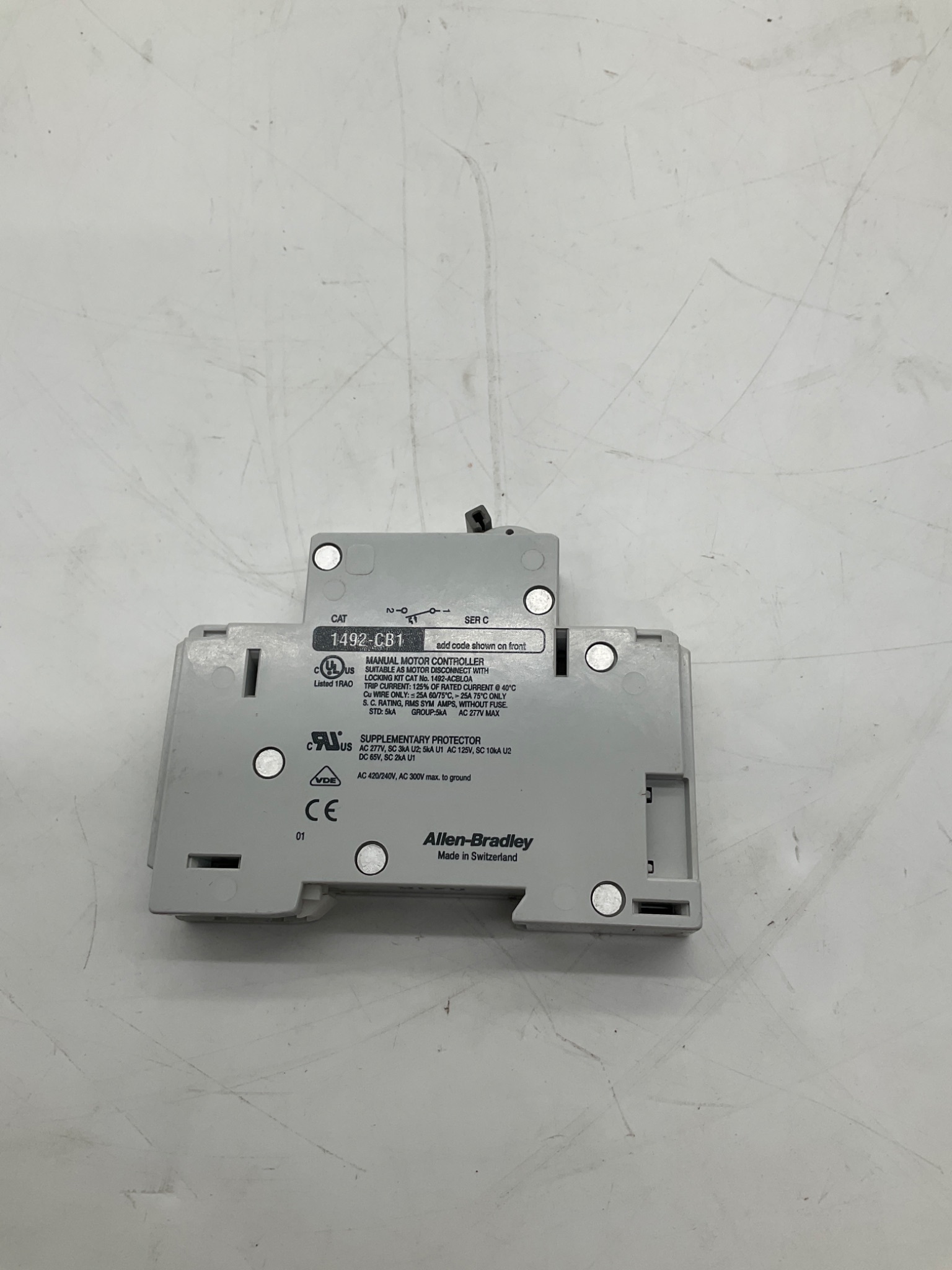 Allen-Bradley 1492-CB1 G010 Supplementary Protector 1A 1-Pole USED 1