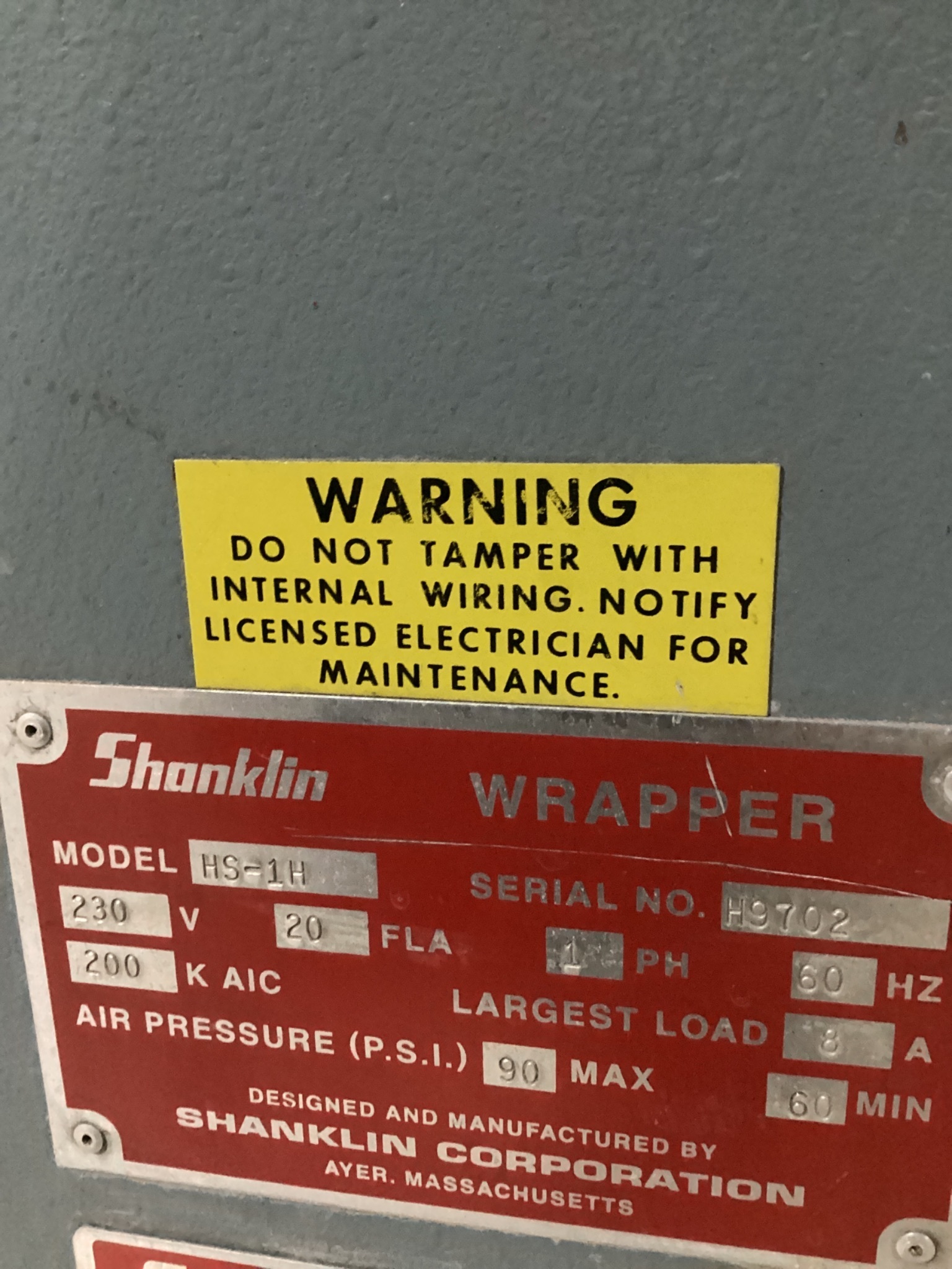 Shanklin HS-1H Automatic Shrink Wrapper USED 1