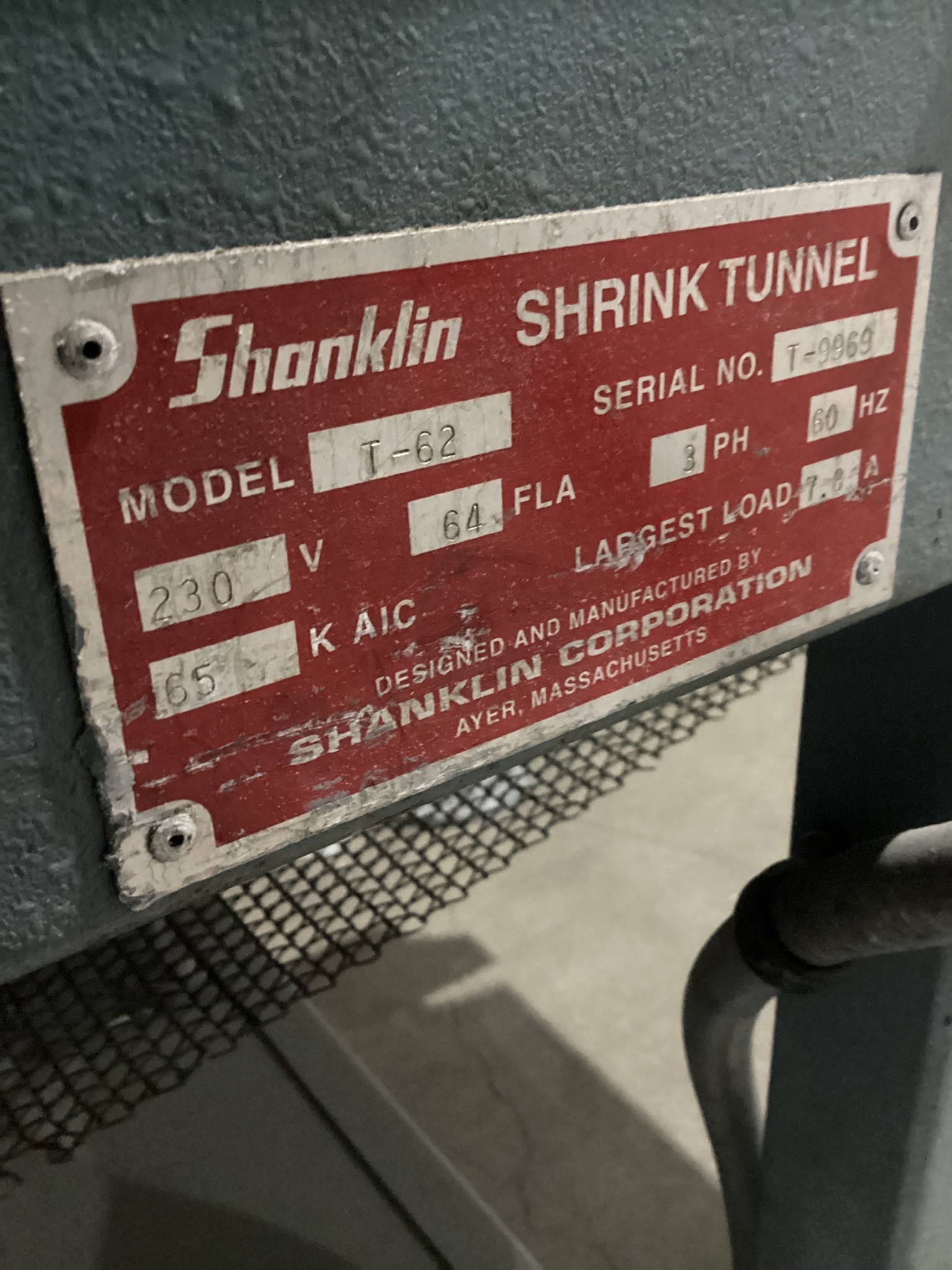 Shanklin T-62 Shrink Tunnel USED 2