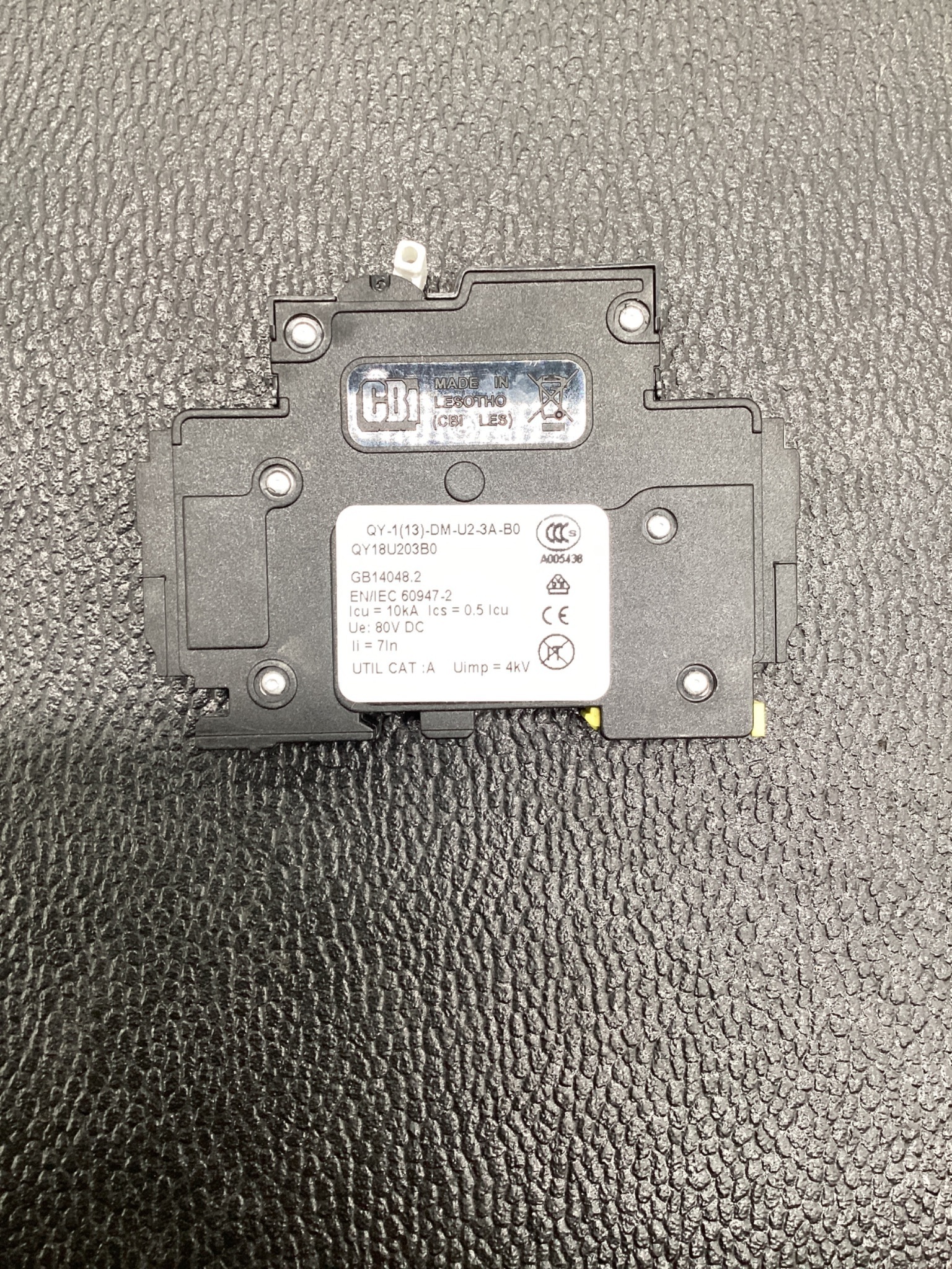 CBI ELECTRIC QY-1(13)-DM-U2-3A-B0 Miniature Circuit Breaker 3A 80VDC USED 3