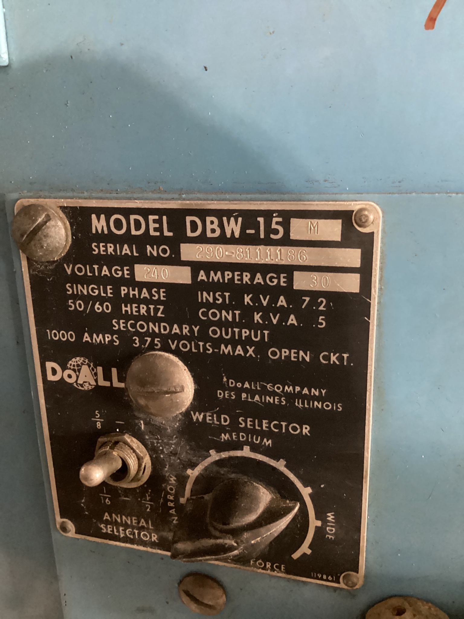 DOALL 2013-20 Vertical Contour Band Saw USED 7