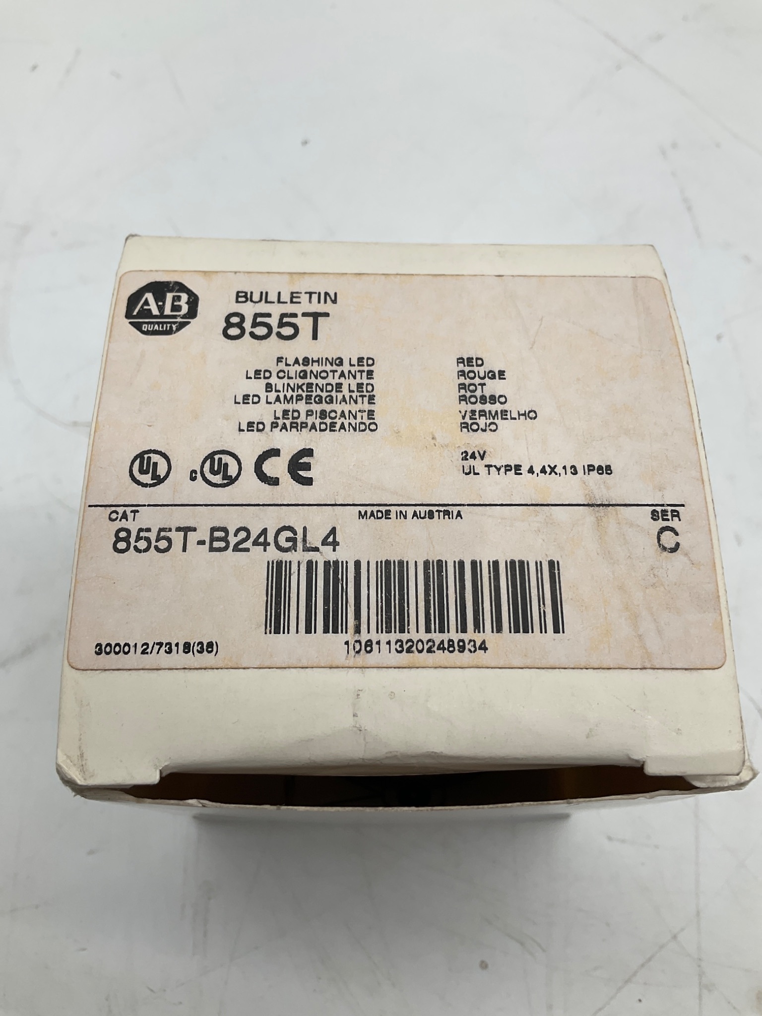 ALLEN-BRADLEY 855T-B24GL4 Flashing LED Light Module Red 24V AC/DC NEW 2