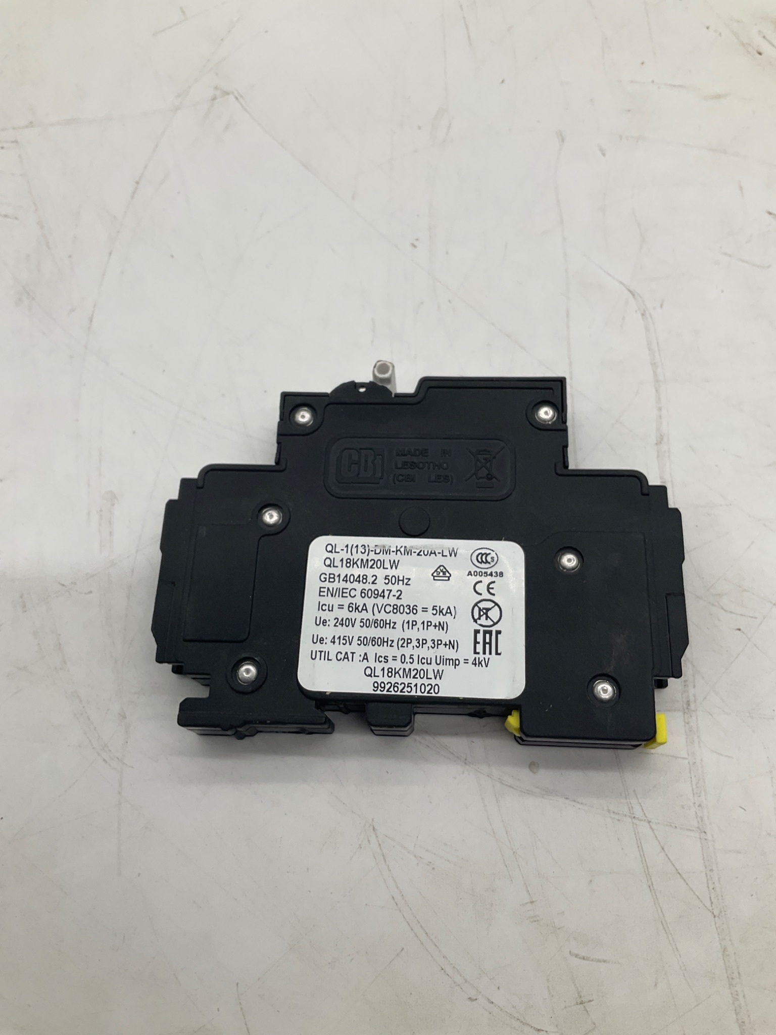 CBI ELECTRIC QL-1(13)-DM-KM-20A-LW Thermal Circuit Breaker 20A 1-Pole USED 1