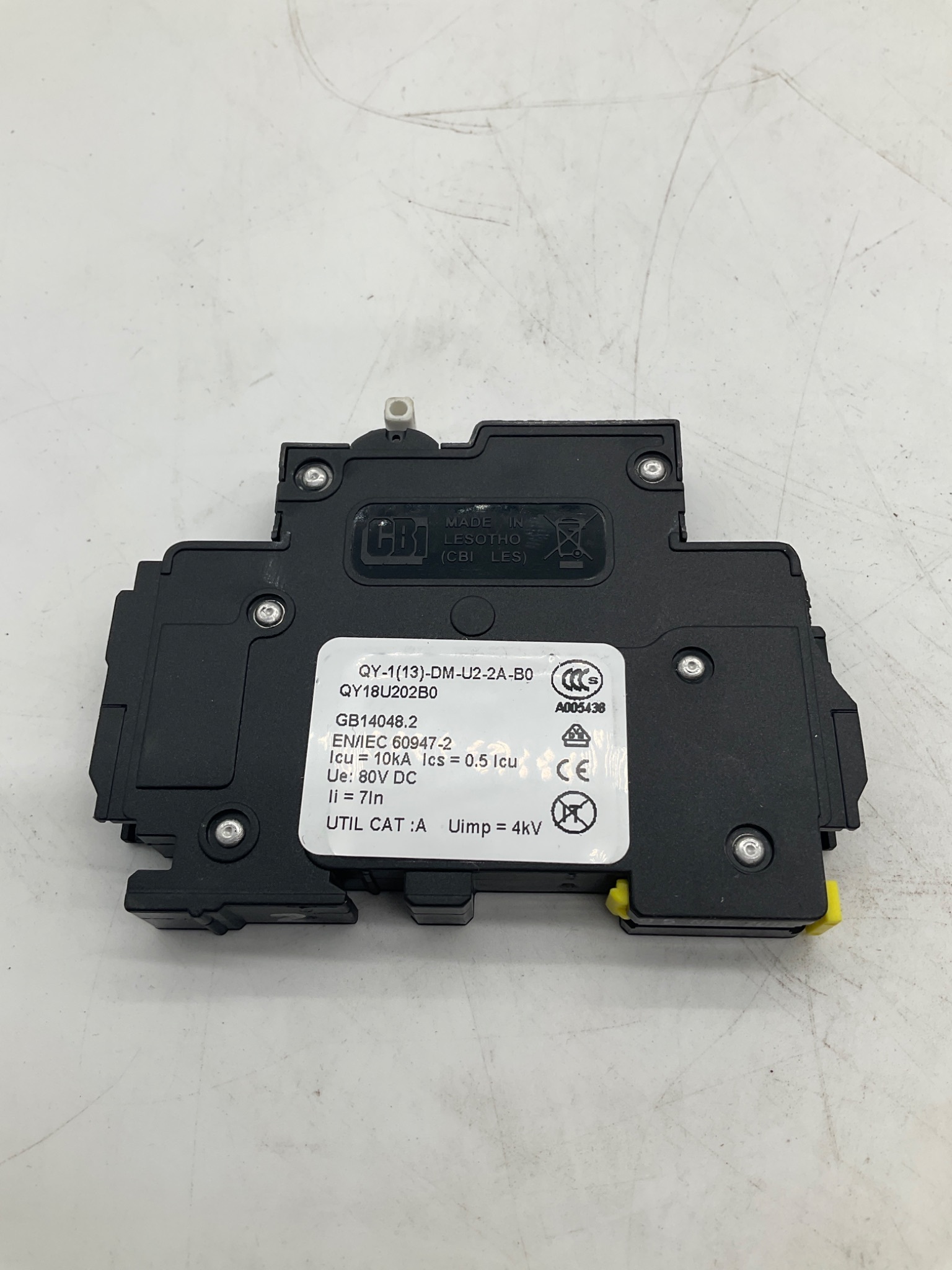 CBI ELECTRIC QY-1(13)-DM-U2-2A-B0 Miniature Circuit Breaker 2A 80VDC USED 3