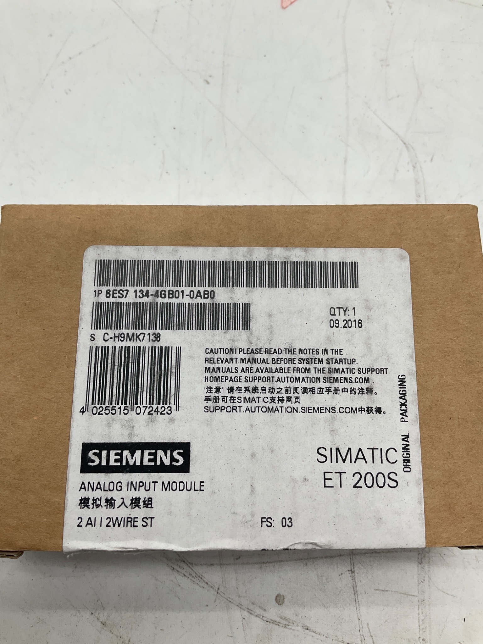 SIEMENS 6ES7 134-4GB01-0AB0 SIMATIC ET 200S Analog Input Module NEW 1
