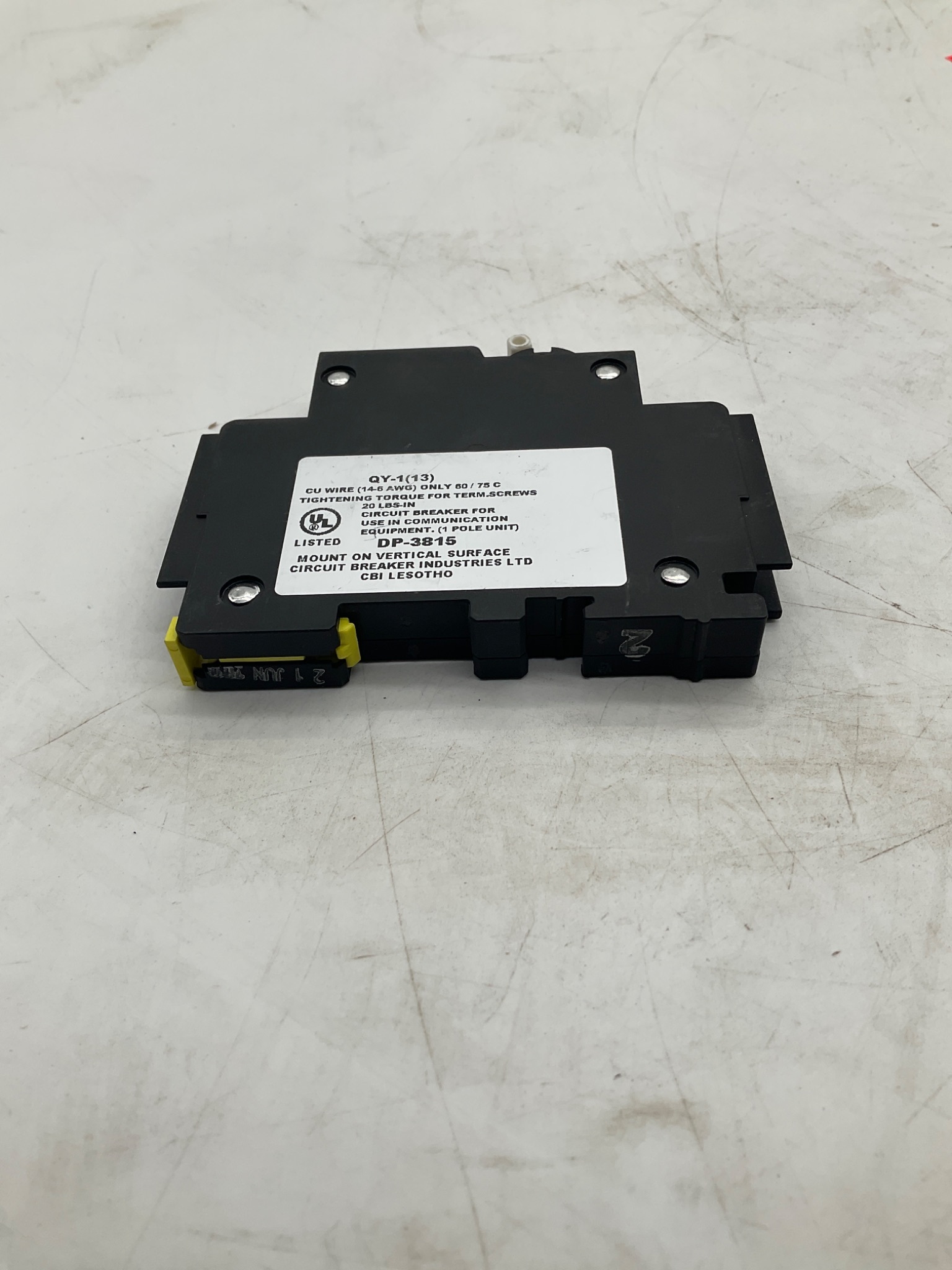 CBI ELECTRIC QY-1(13) Miniature Circuit Breaker 2A 80VDC USED 2