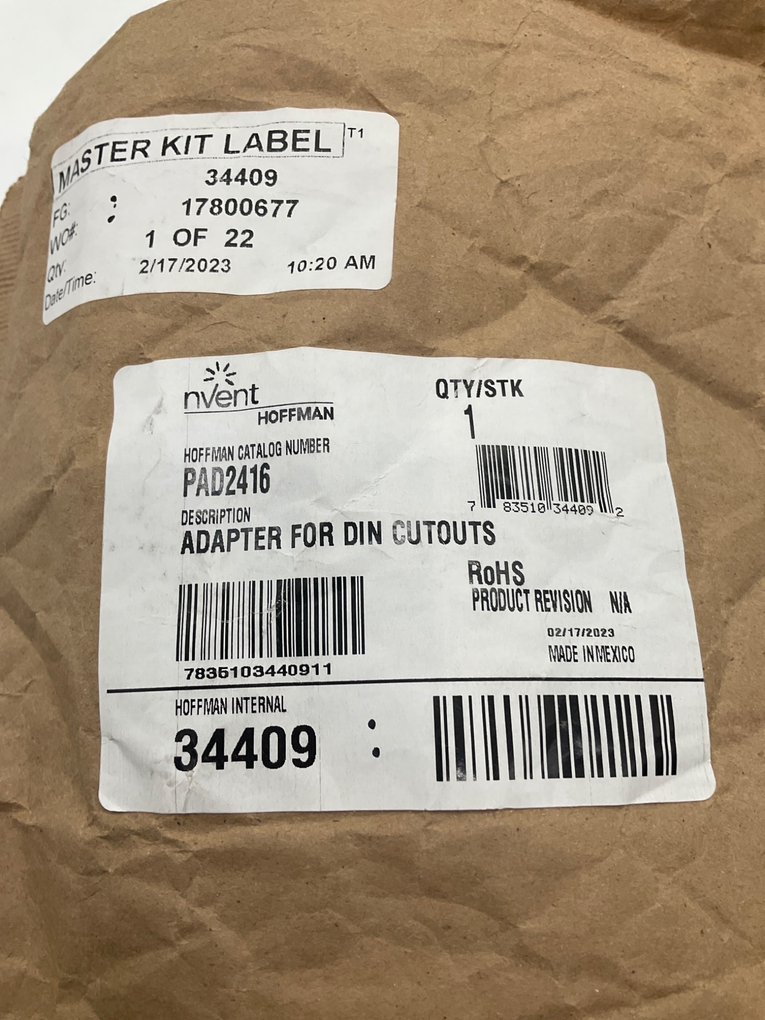 NVENT HOFFMAN PAD2416 PROLINE Adapter For DIN Cutouts NEW 1