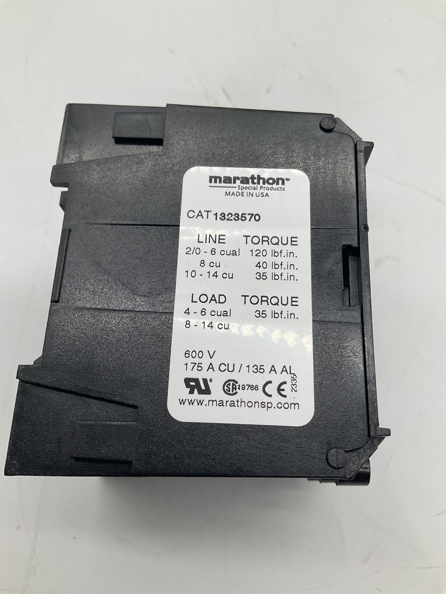 MARATHON 1323570 Power Distribution Block 175A 600V NEW 3