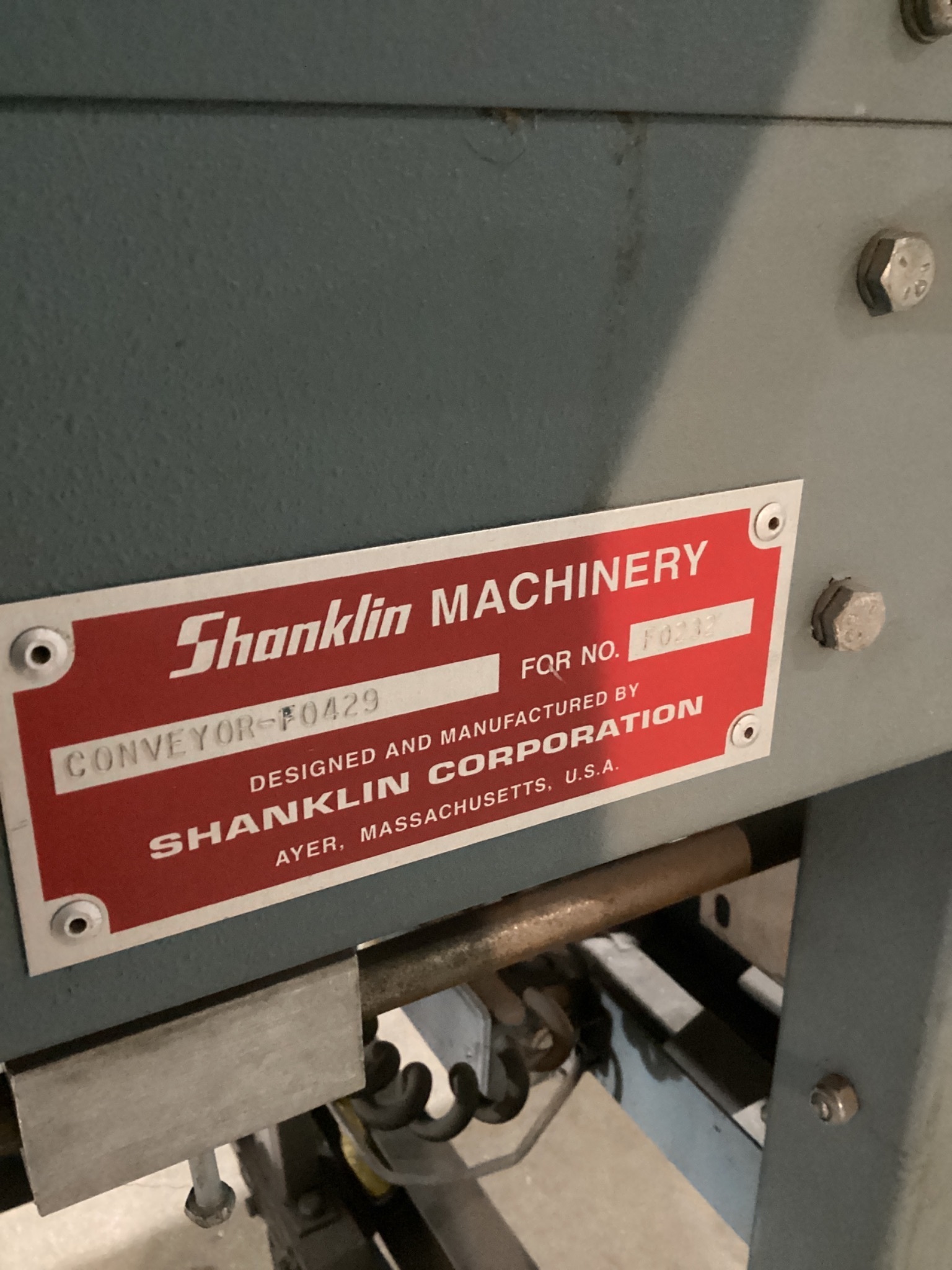 SHANKLIN F0429 Conveyor USED 1
