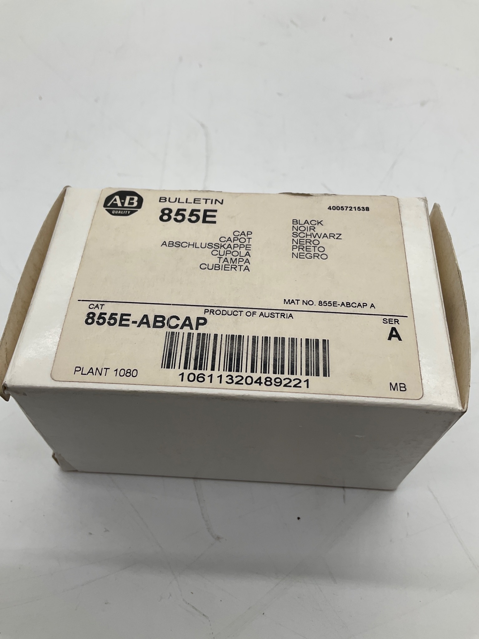 ALLEN-BRADLEY 855E-ABCAP Black End Cap NEW 1
