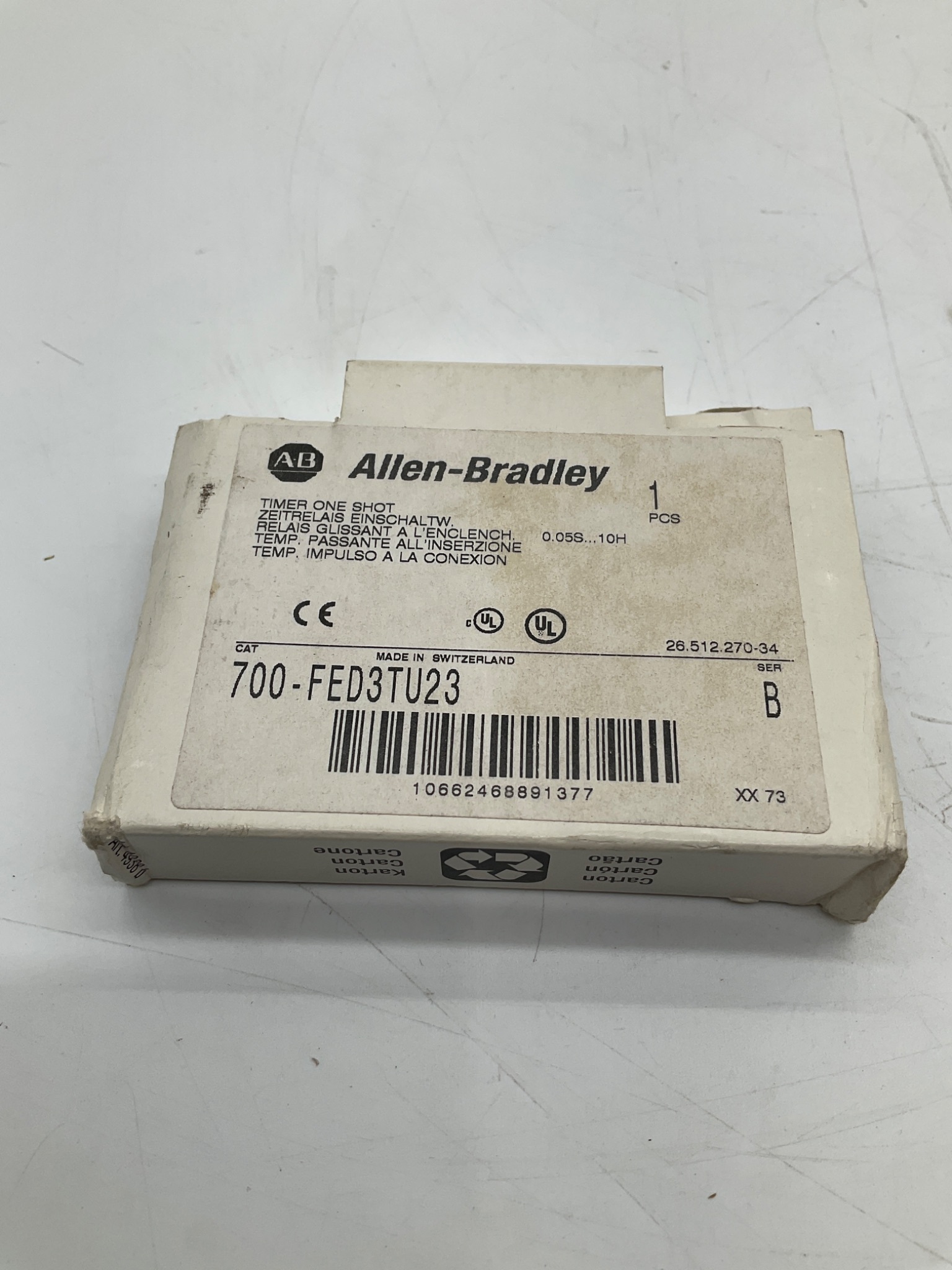 ALLEN-BRADLEY 700-FED3TU23 One Shot Timer Relay 0.05s-10h NEW 1