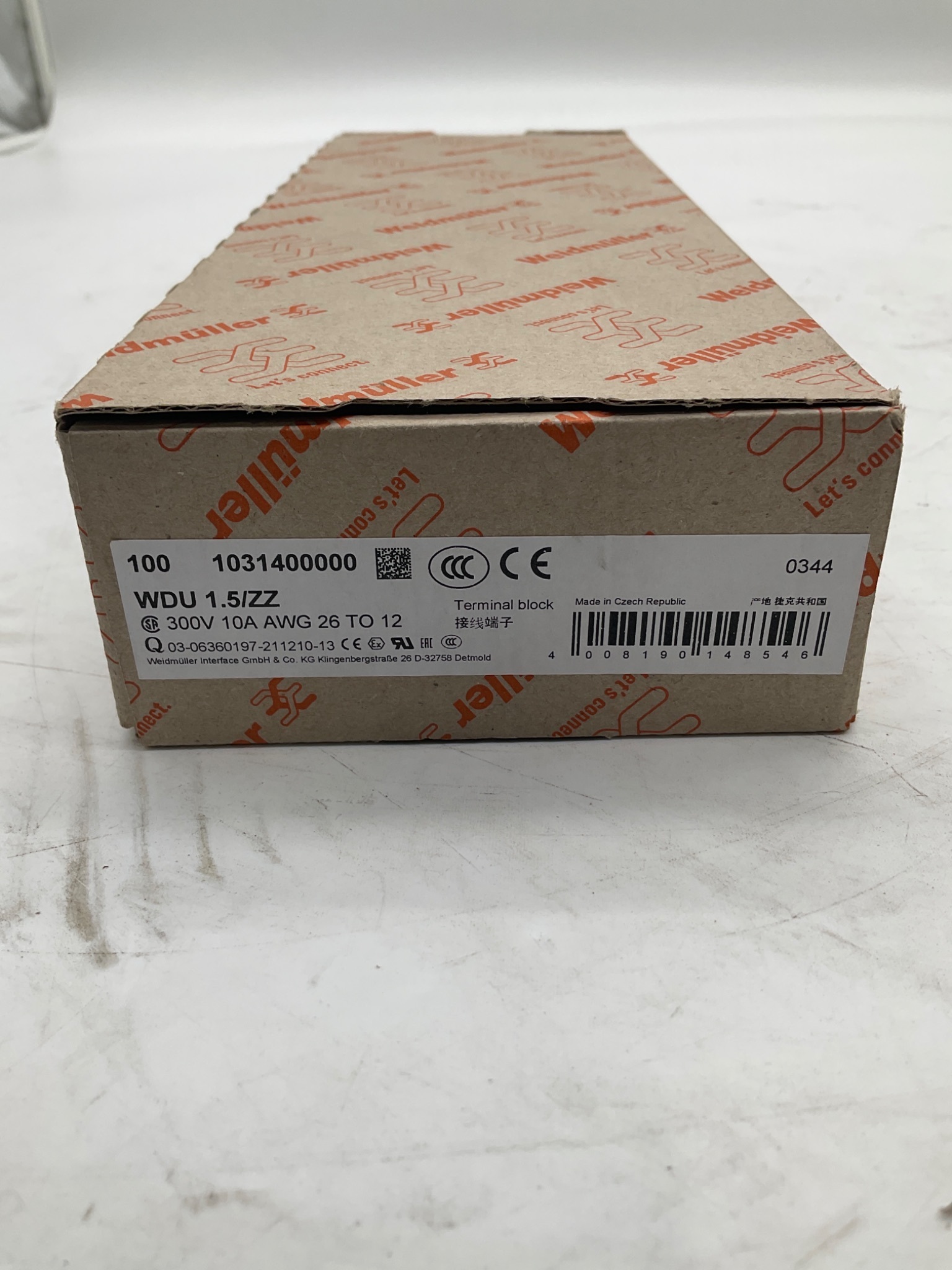 WEIDMULLER 1031400000 WDU 1.5/ZZ Feed Through Terminal Block (Box of 100) NEW 2