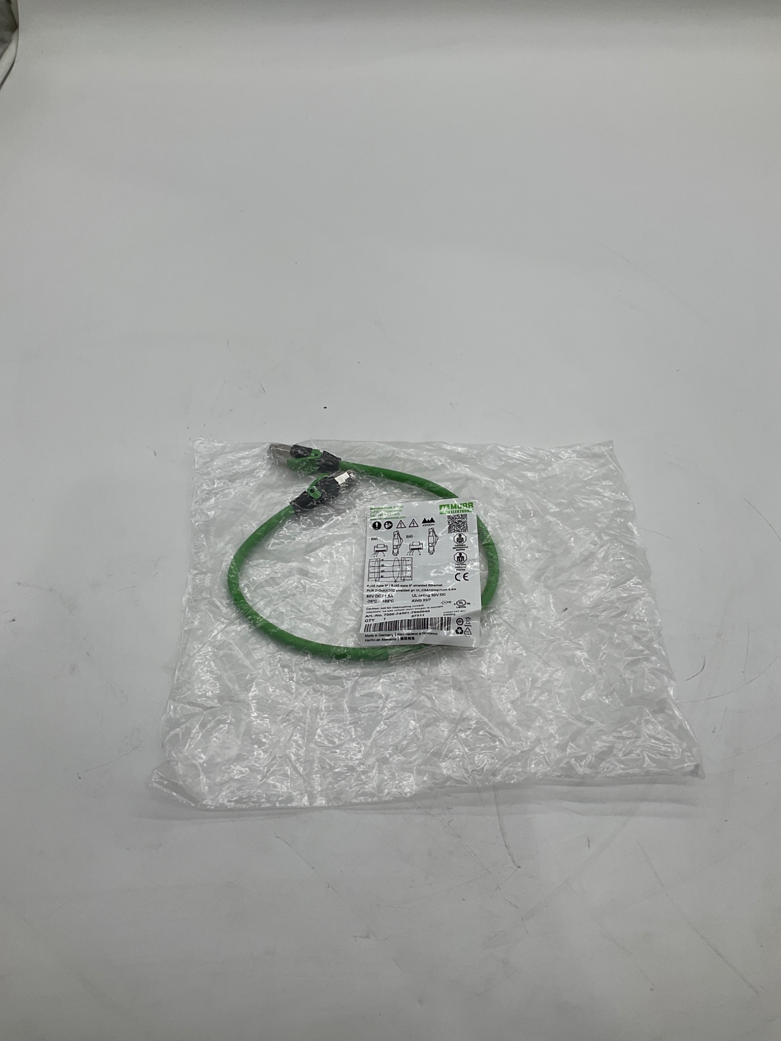 MURR ELEKTRONIK 7000-74301-7960040 Industrial Ethernet Cable 0.4M RJ45-RJ45 NEW 0