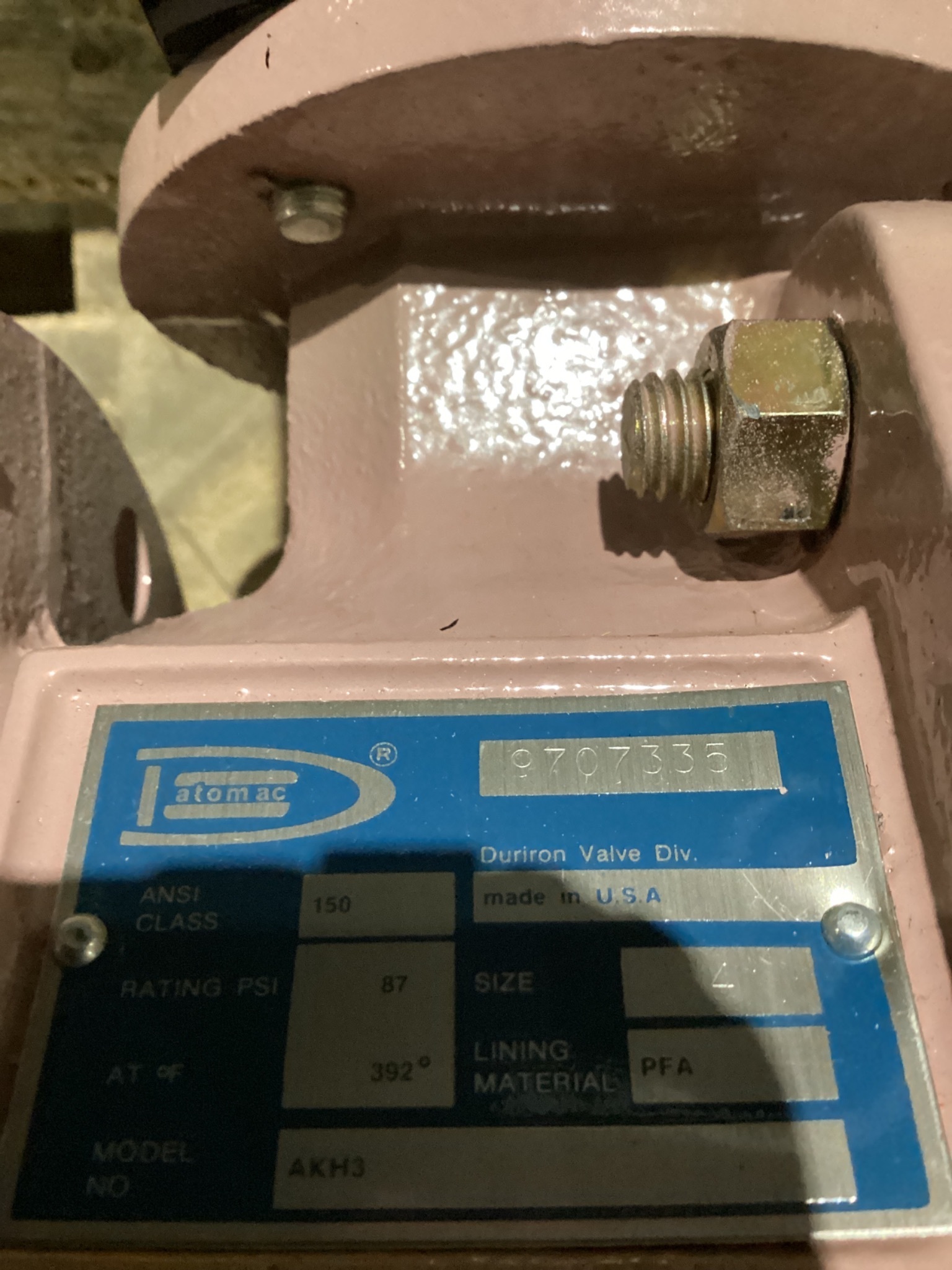 ATOMAC AKH3 PFA Lined Ball Valve With Bettis Pneumatic Actuator NEW 1