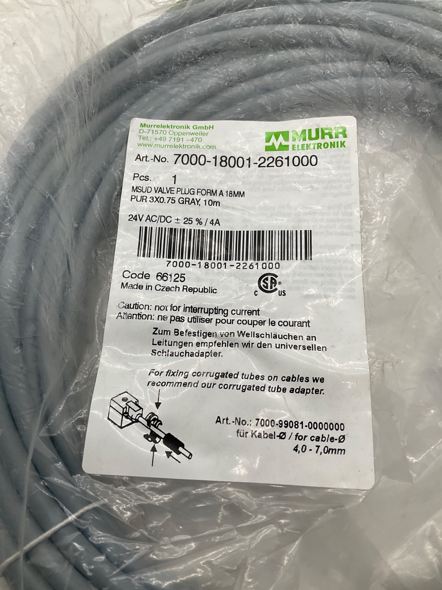MURR ELEKTRONIK 7000-18001-2261000 MSUD Valve Plug Cable 10M NEW 1