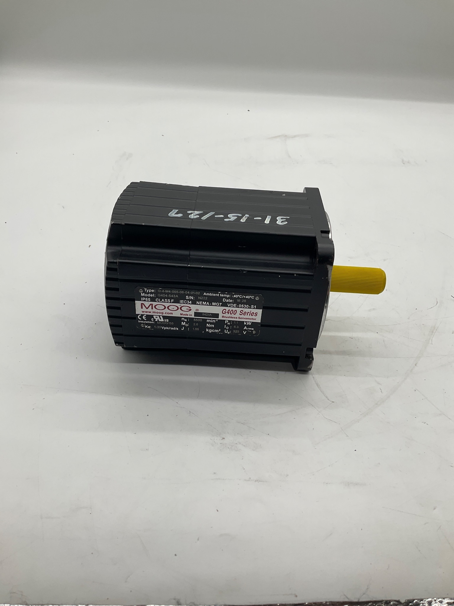 MOOG G404-543A G400 Series Brushless Servomotor 1.1kW USED 1
