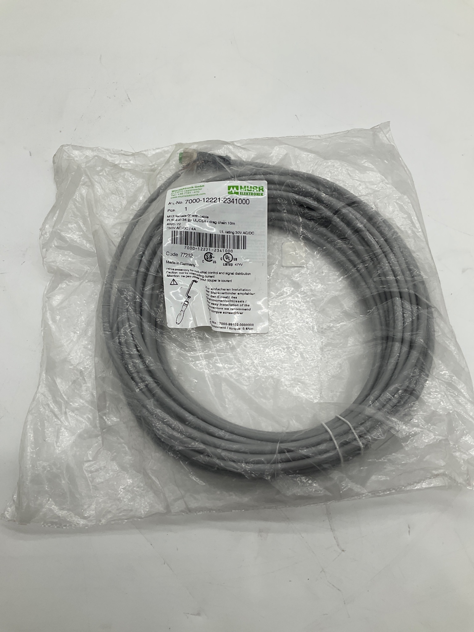MURR ELEKTRONIK 7000-12221-2341000 M12 Female Cordset 10M NEW 0