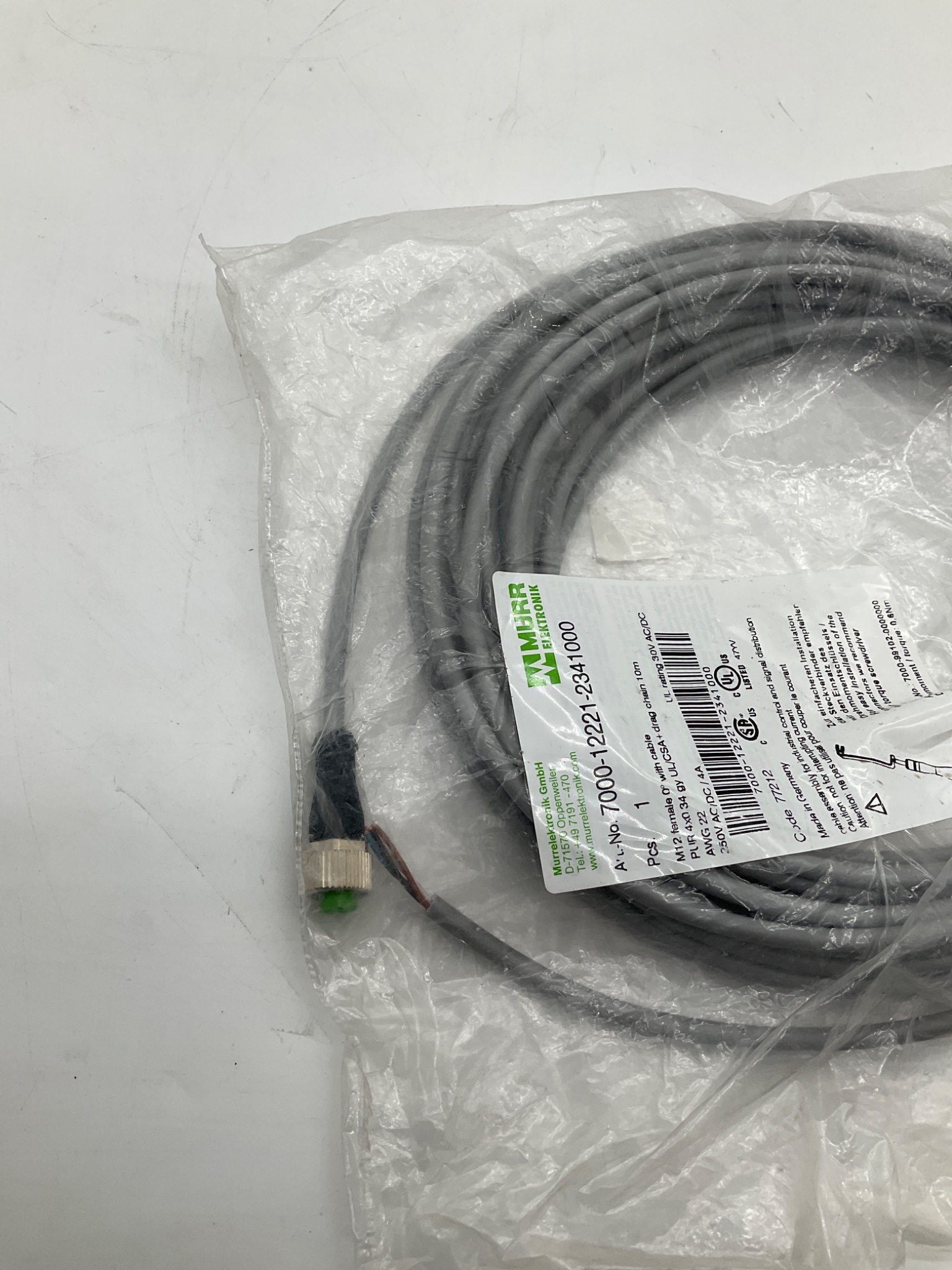 MURR ELEKTRONIK 7000-12221-2341000 M12 Female Cordset 10M NEW 2