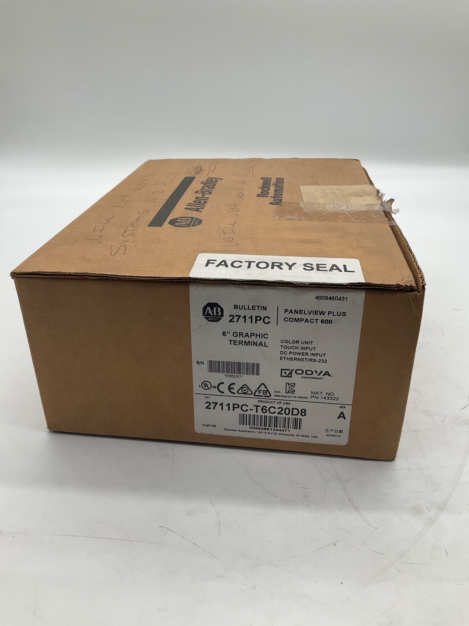Allen-Bradley 2711PC-T6C20D8 PanelView Plus Compact 600 6in HMI NEW 1