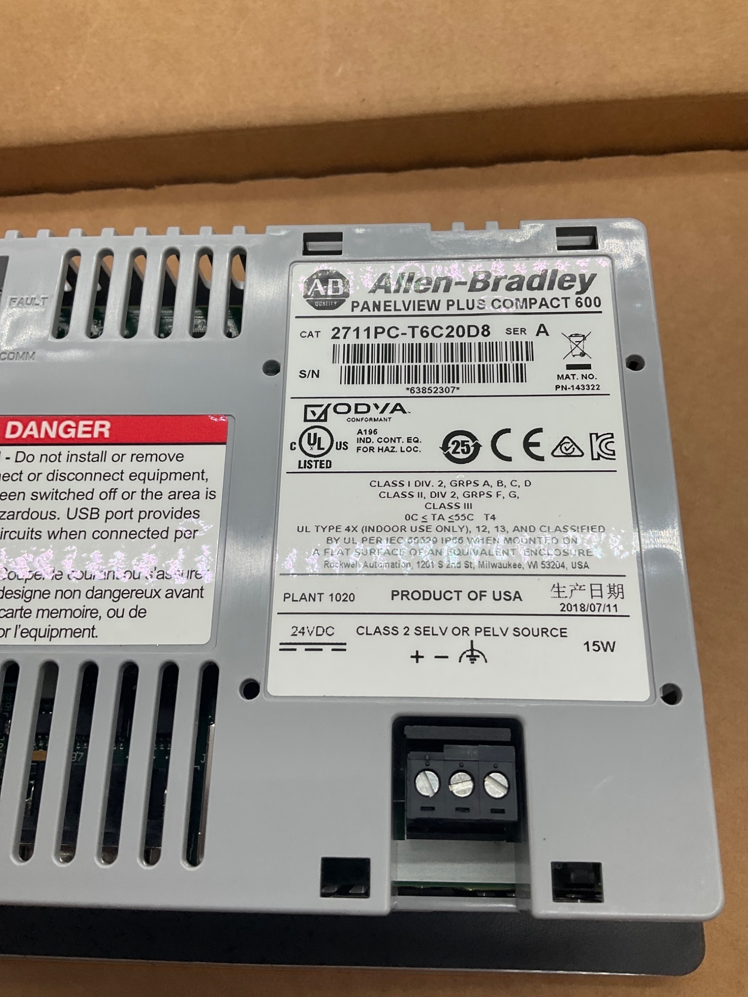 Allen-Bradley 2711PC-T6C20D8 PanelView Plus Compact 600 6in HMI NEW 2