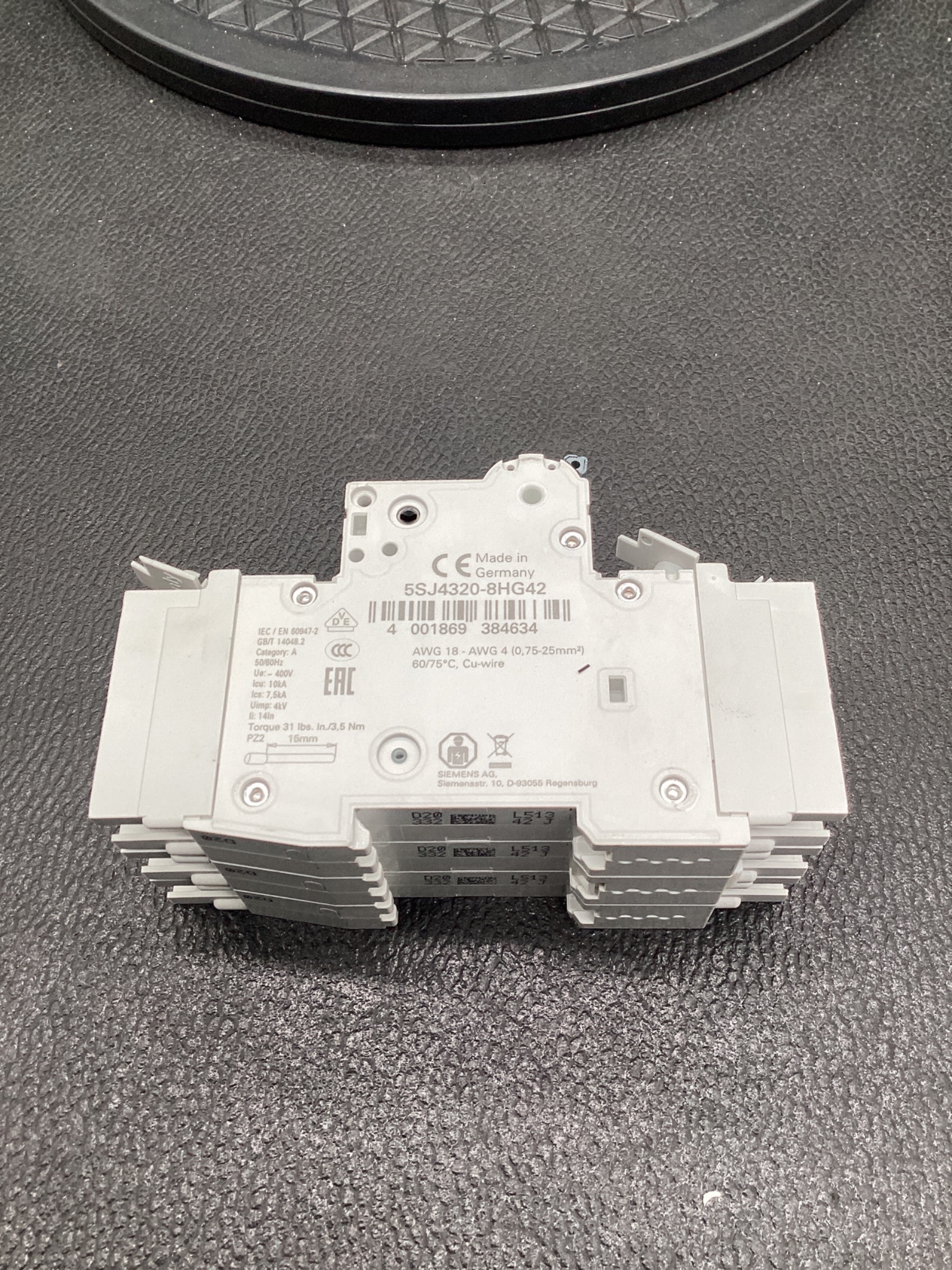 SIEMENS 5SJ4320-8HG42 Circuit Breaker 20A 3-Pole D Curve USED 1
