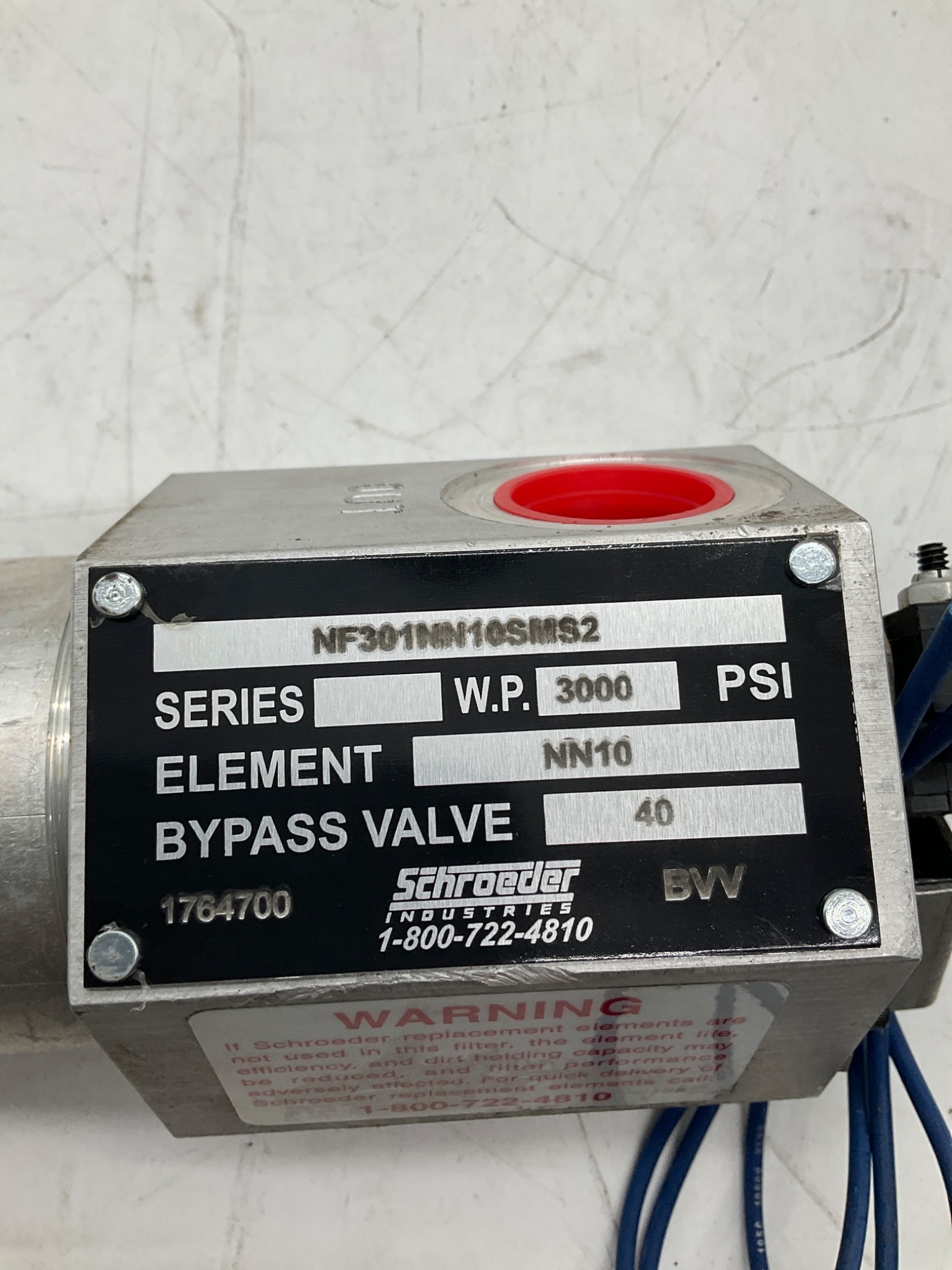 SCHROEDER NF301NN10SMS2 Hydraulic Filter 3000 PSI USED 5