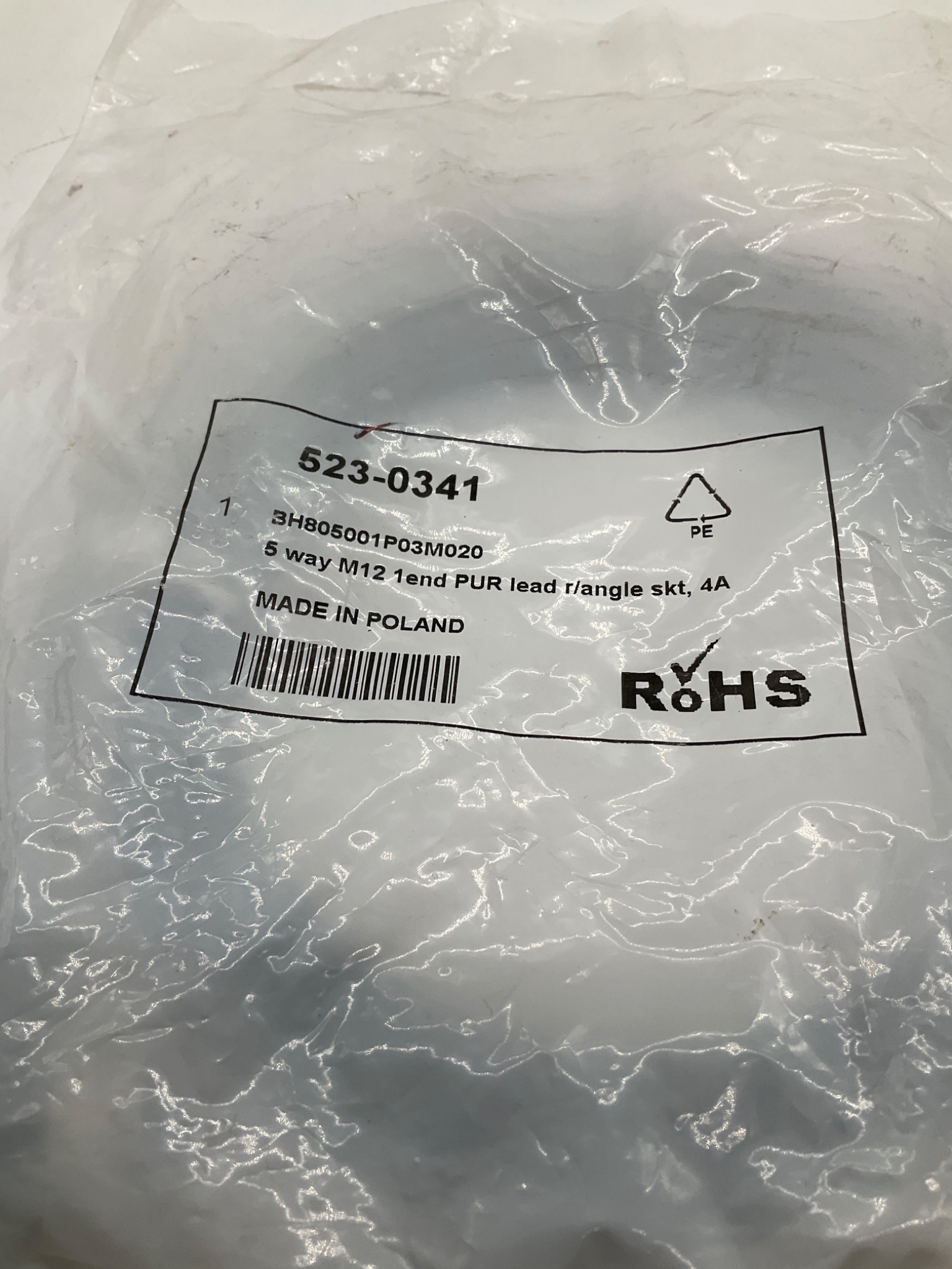 WOODHEAD CONNECTIVITY / BRAD HARRISON 523-0341 5-Pin M12 Female Cordset 2M NEW 1