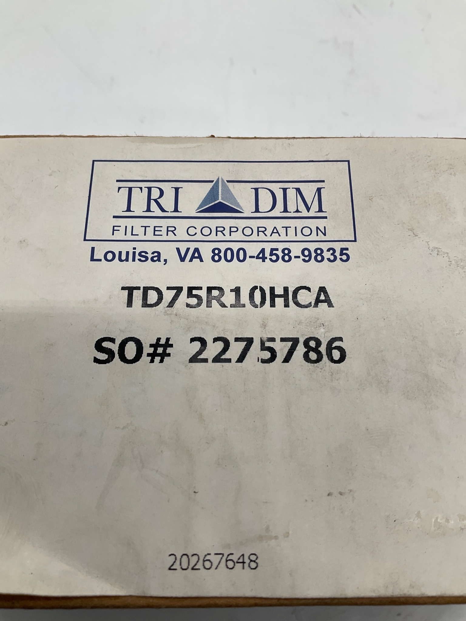 TRI-DIM TD75R10HCA Hydraulic Filter Element NEW 2