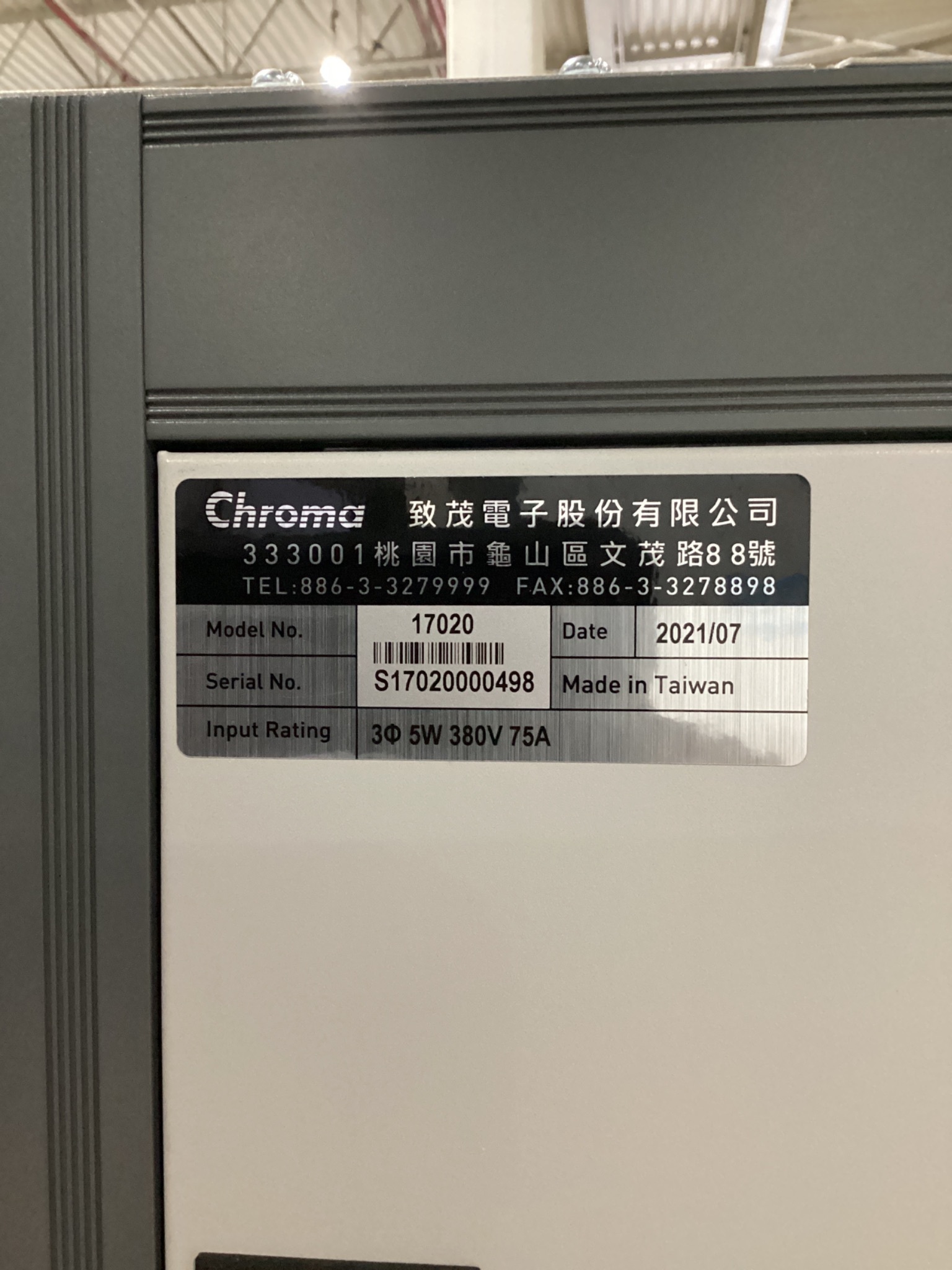 CHROMA 17020 Regenerative Battery Pack Test System 380V 75A NEW 4