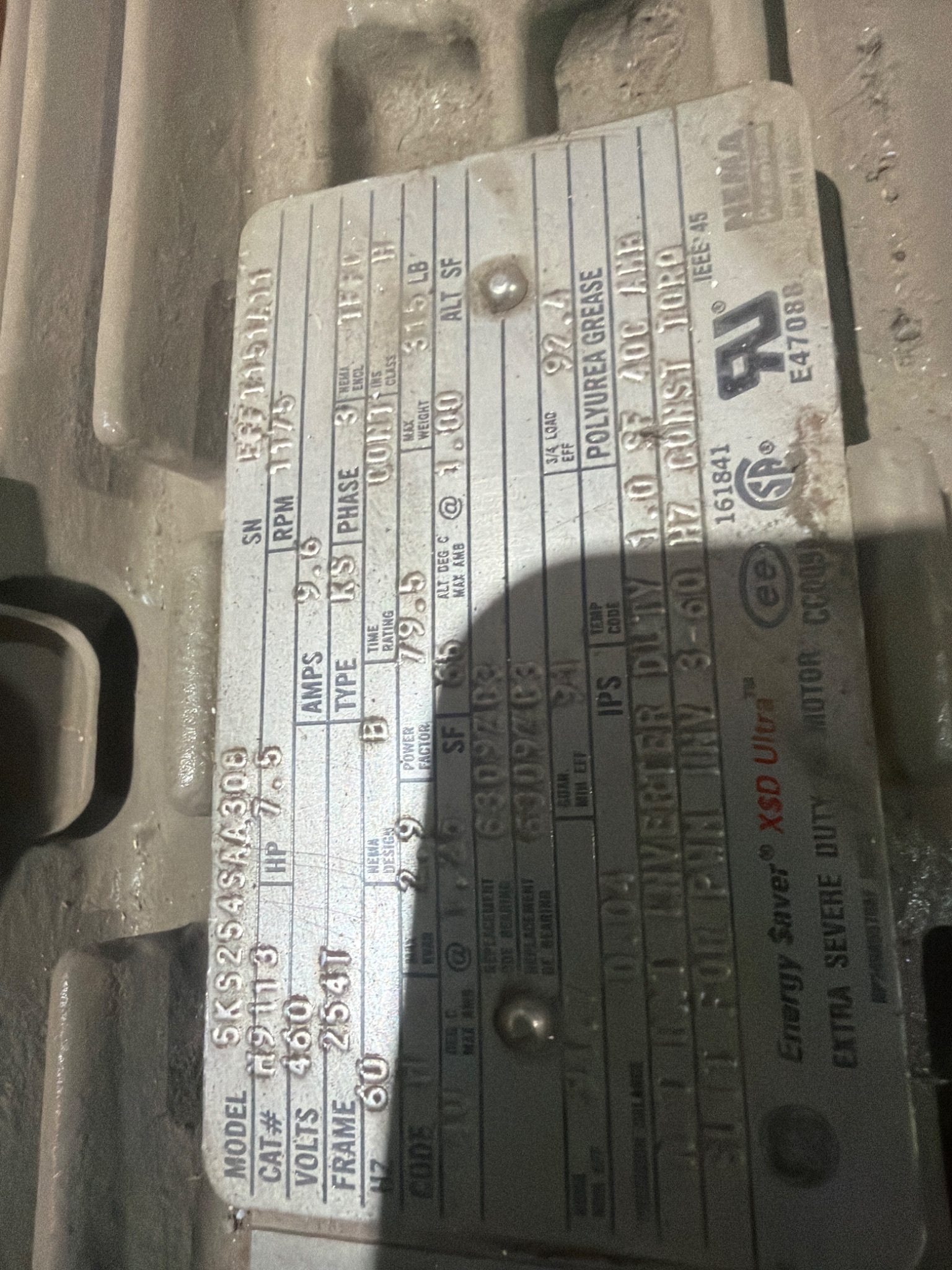 GENERAL ELECTRIC 5KS254SAA308 Severe Duty Motor 7.5HP NEW 1