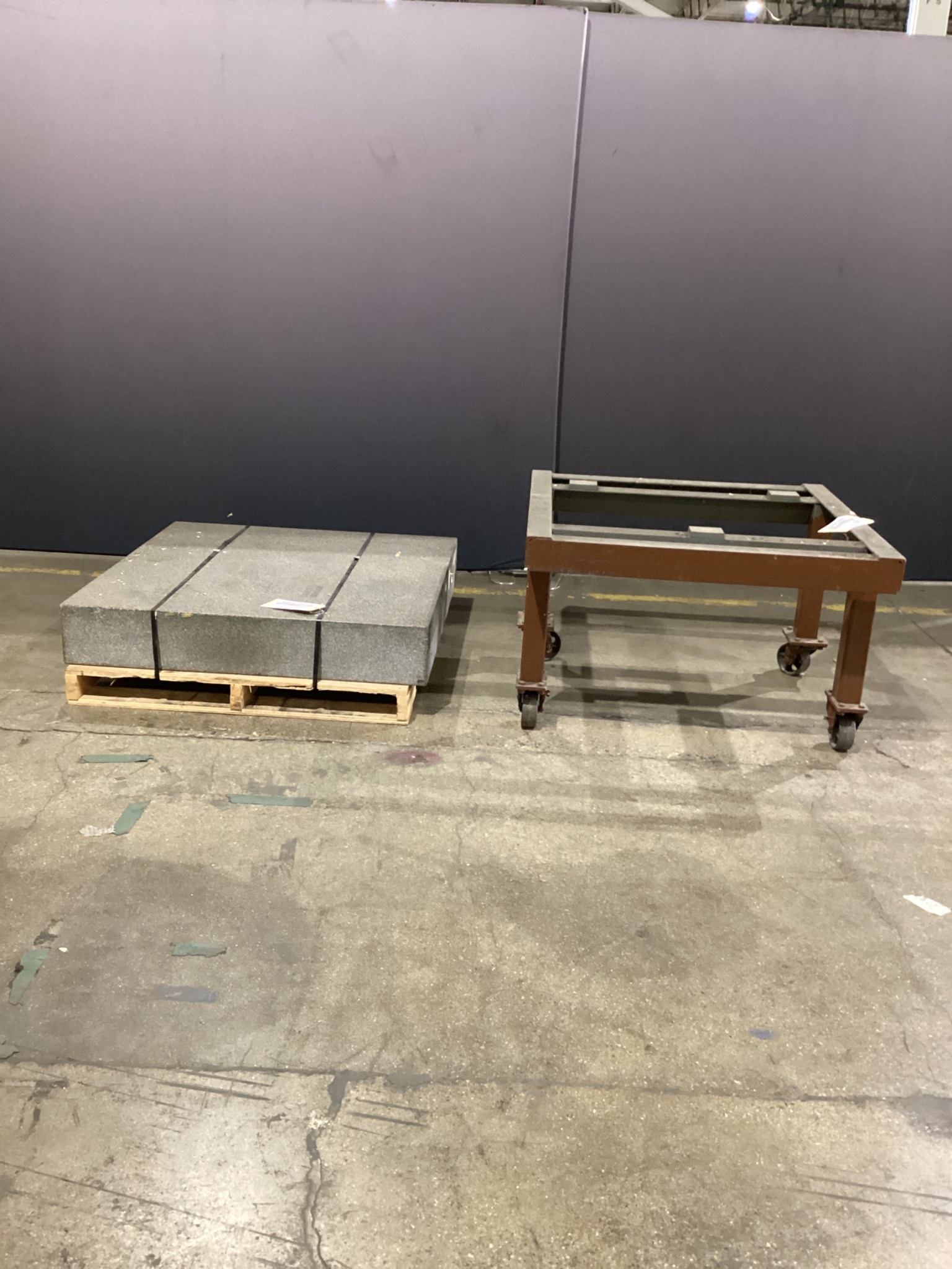 Granite Surface Plate 48" x 48" x 9" With Steel Rolling Stand USED 0