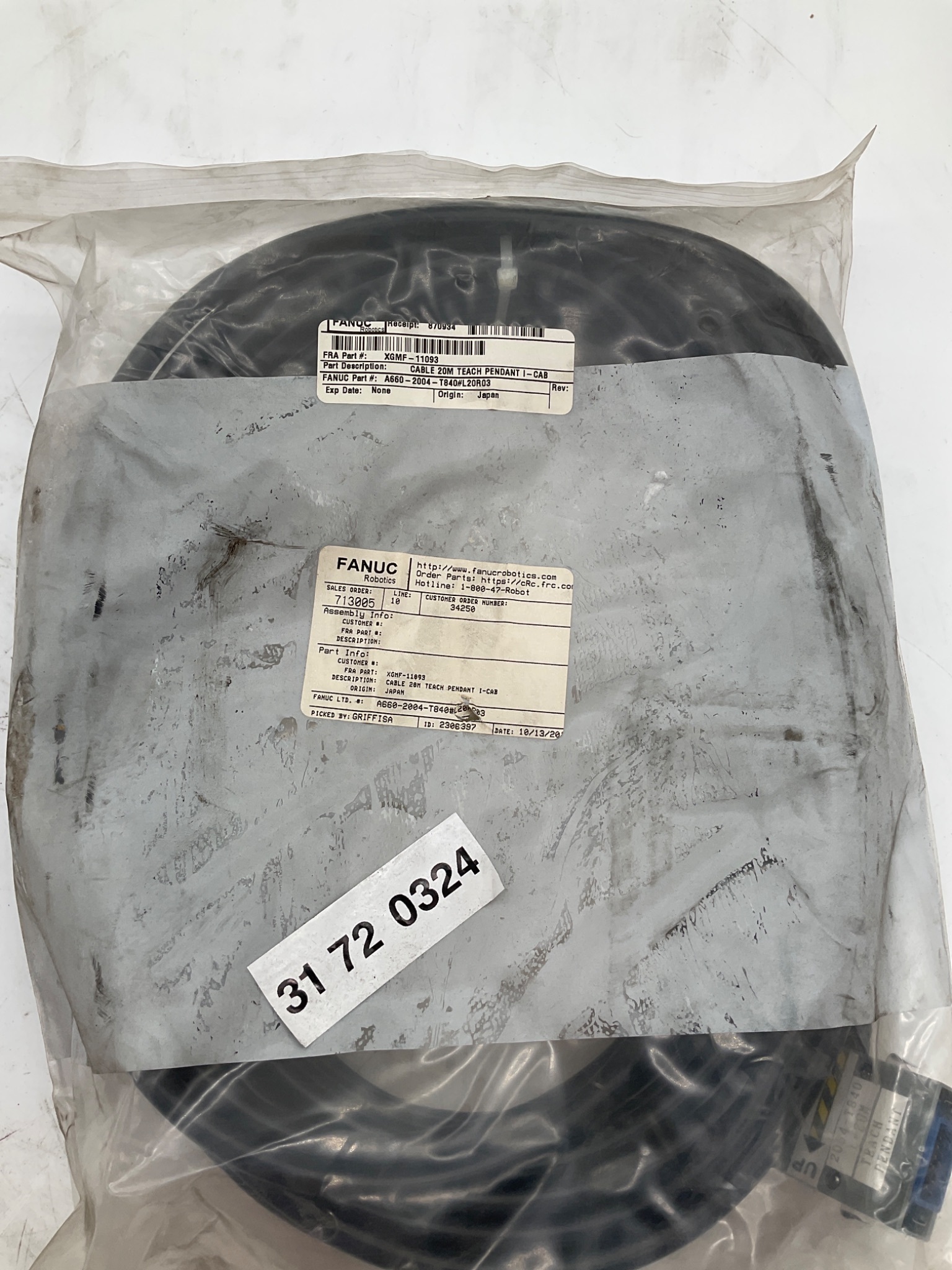 FANUC A660-2004-T840#L20R03 20M Teach Pendant I-CAB Cable NEW 0